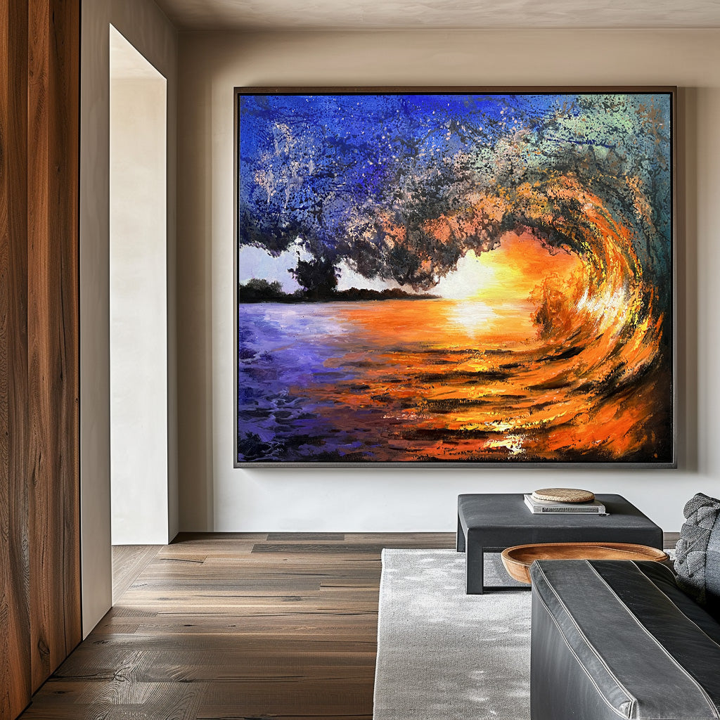 Sunset And Wave Landscapes Painting #ABSH44