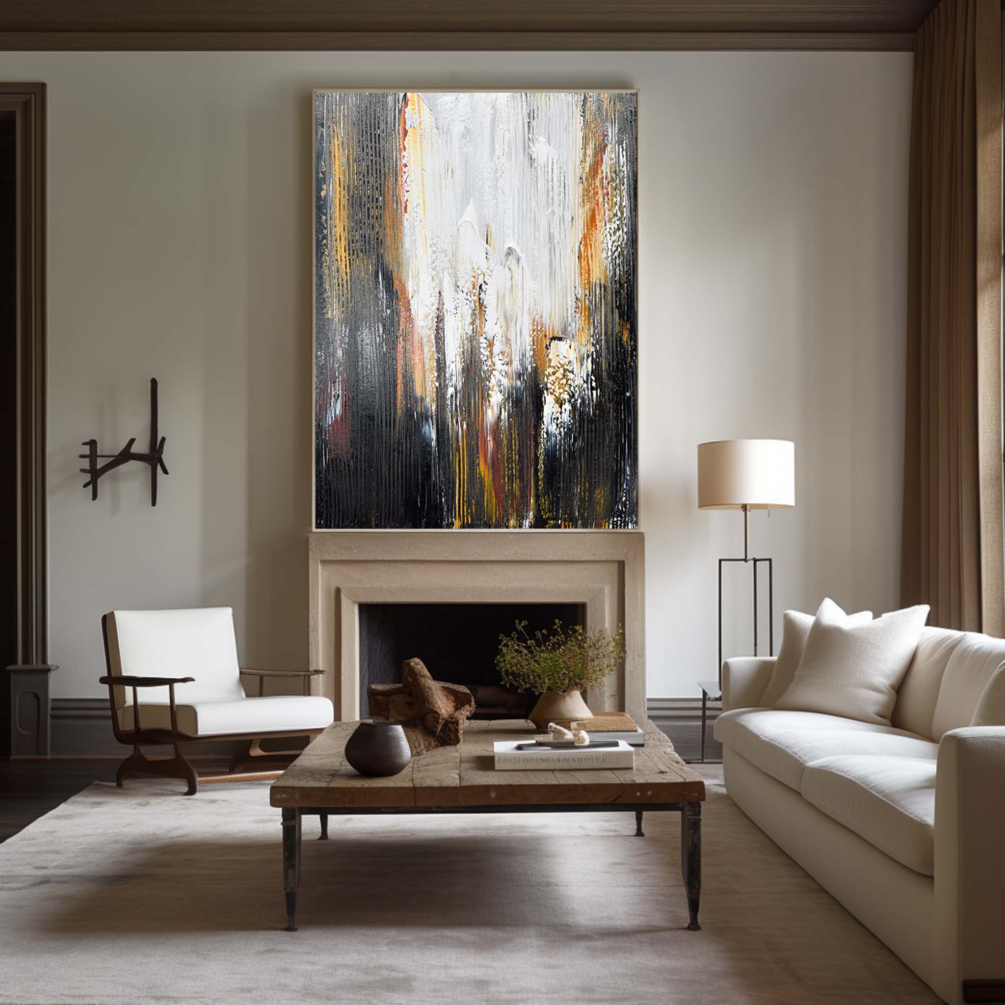 Peinture abstraite noir et or #ABAV164