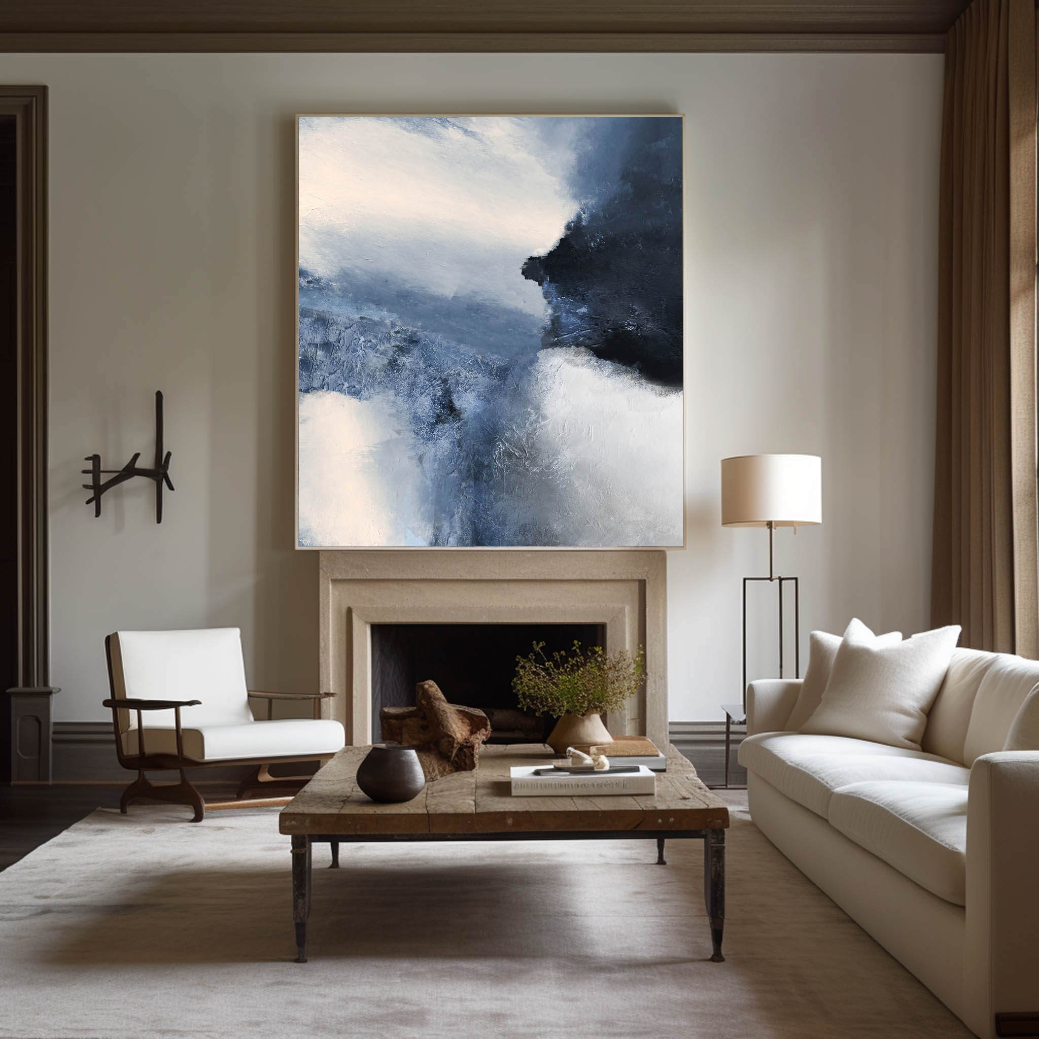 Blue White Abstract Painting #ABAV22