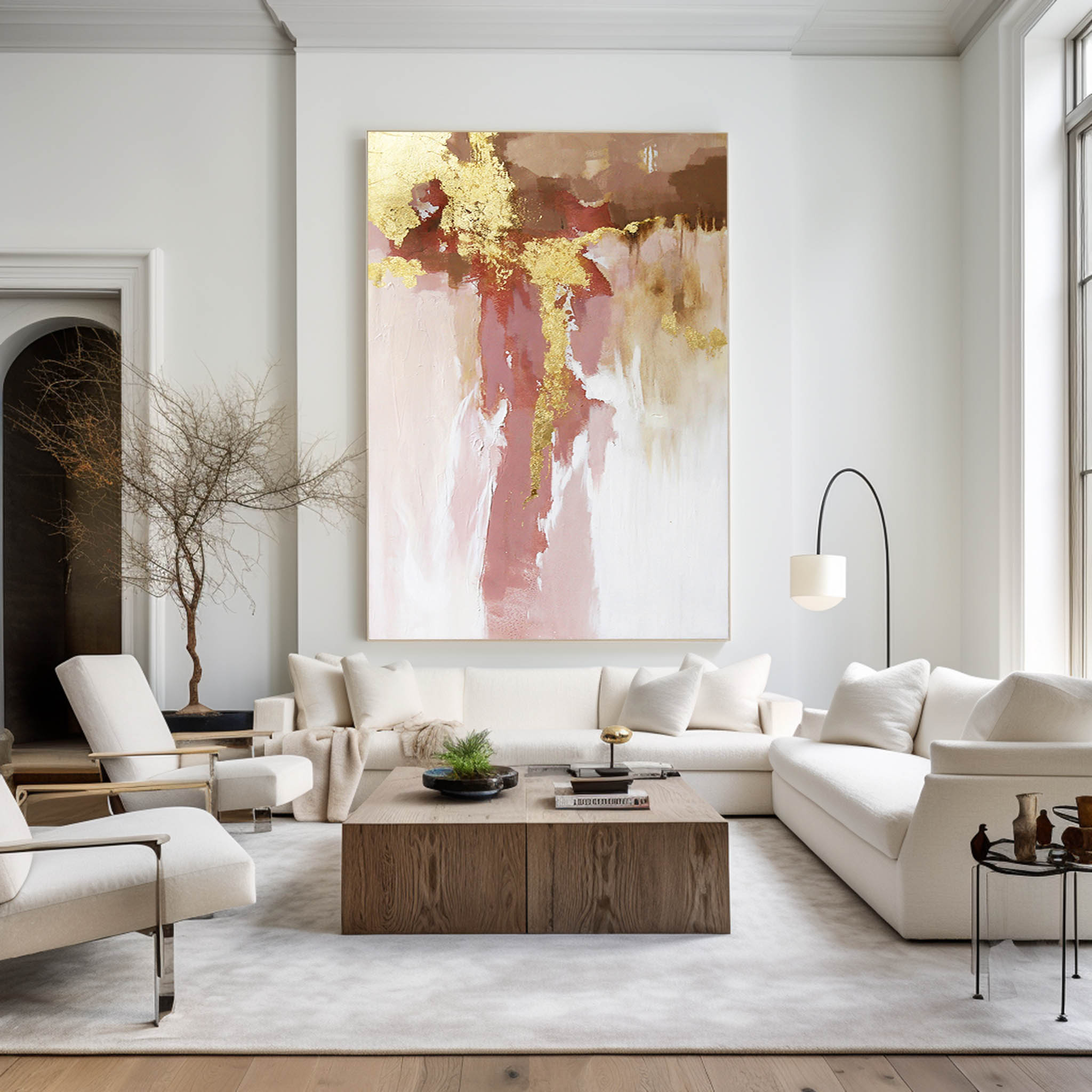 Gold Pink Abstract Painting #ABAV19