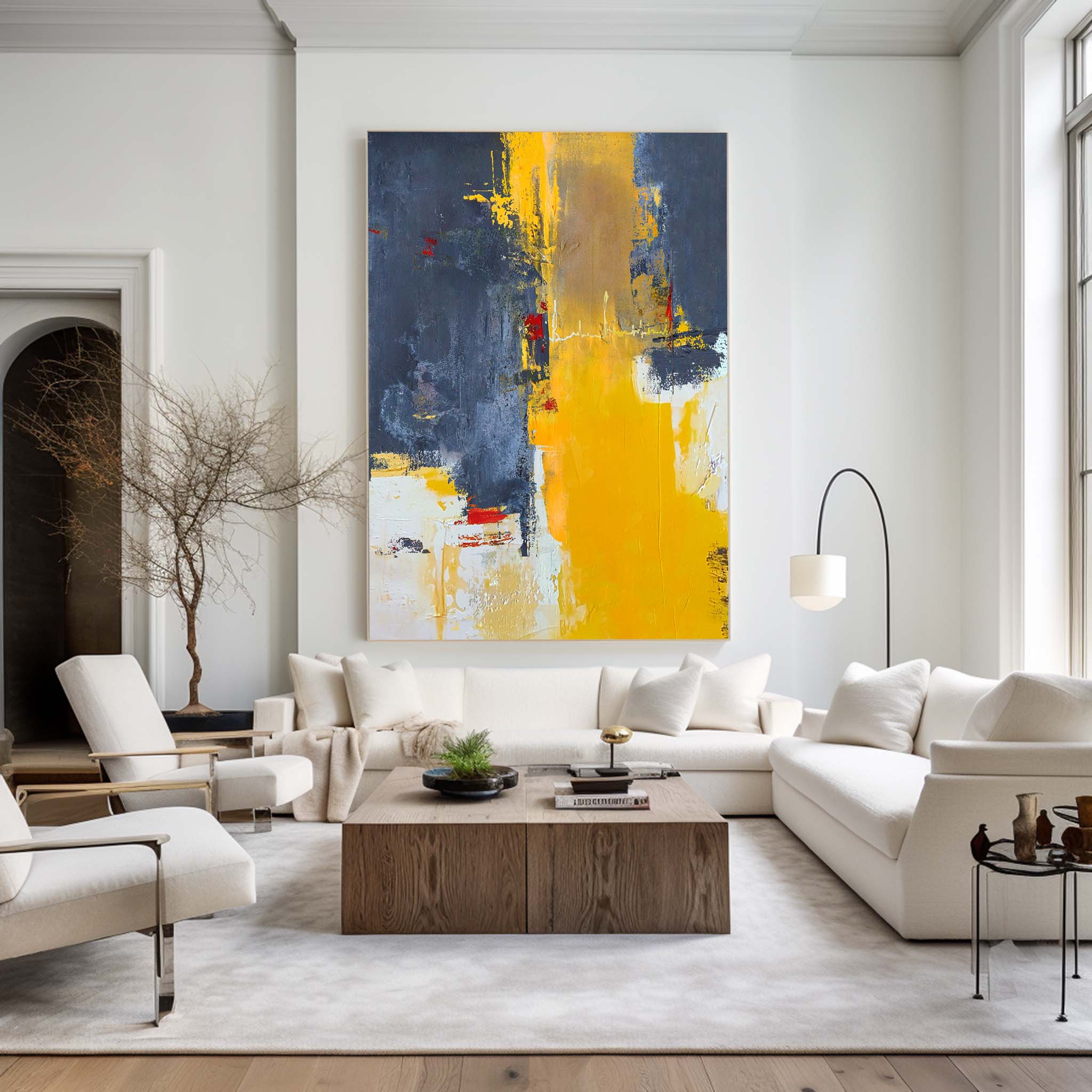 Abstract Orange Gray Painting #ABAV13