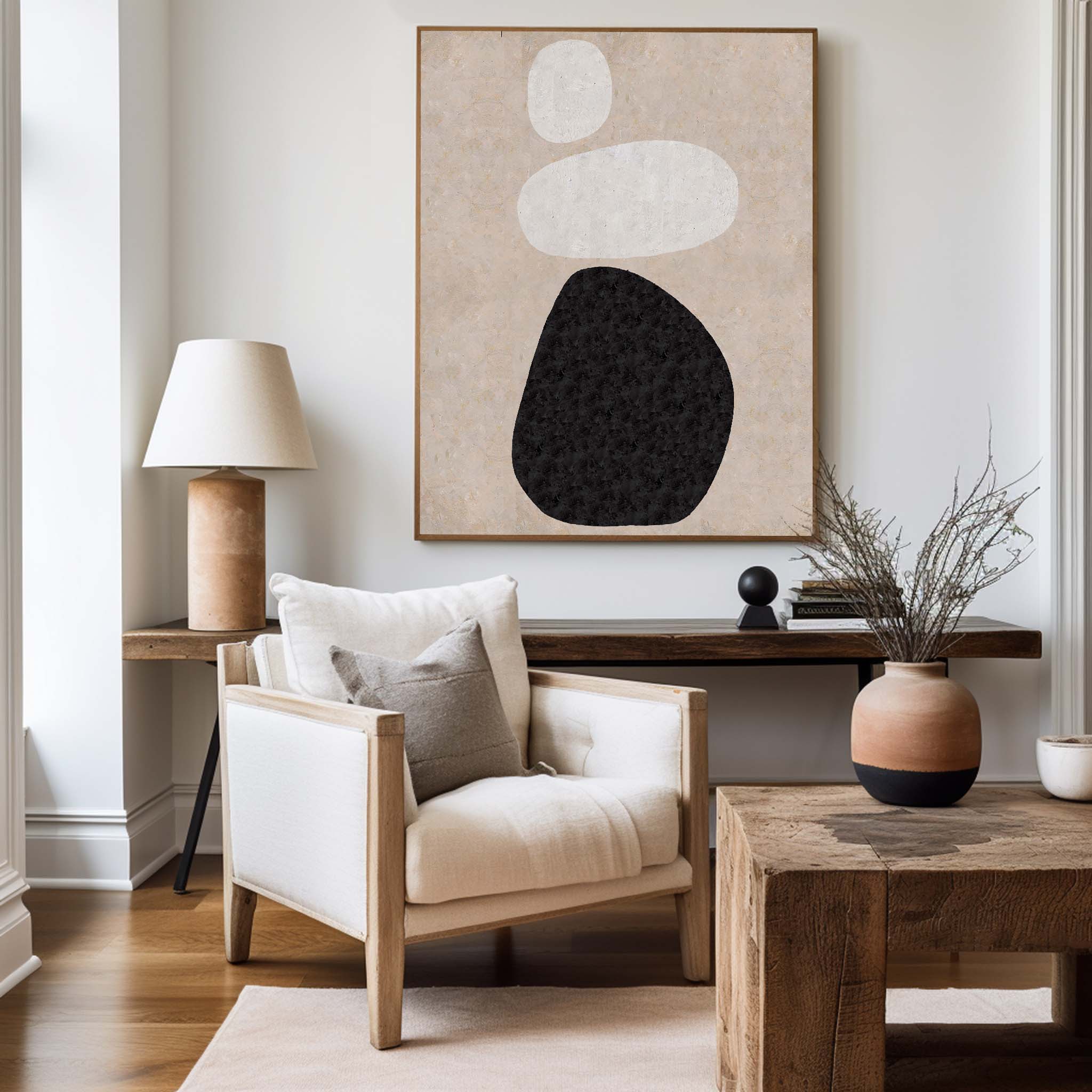 Peinture abstraite minimaliste beige #ABAV195