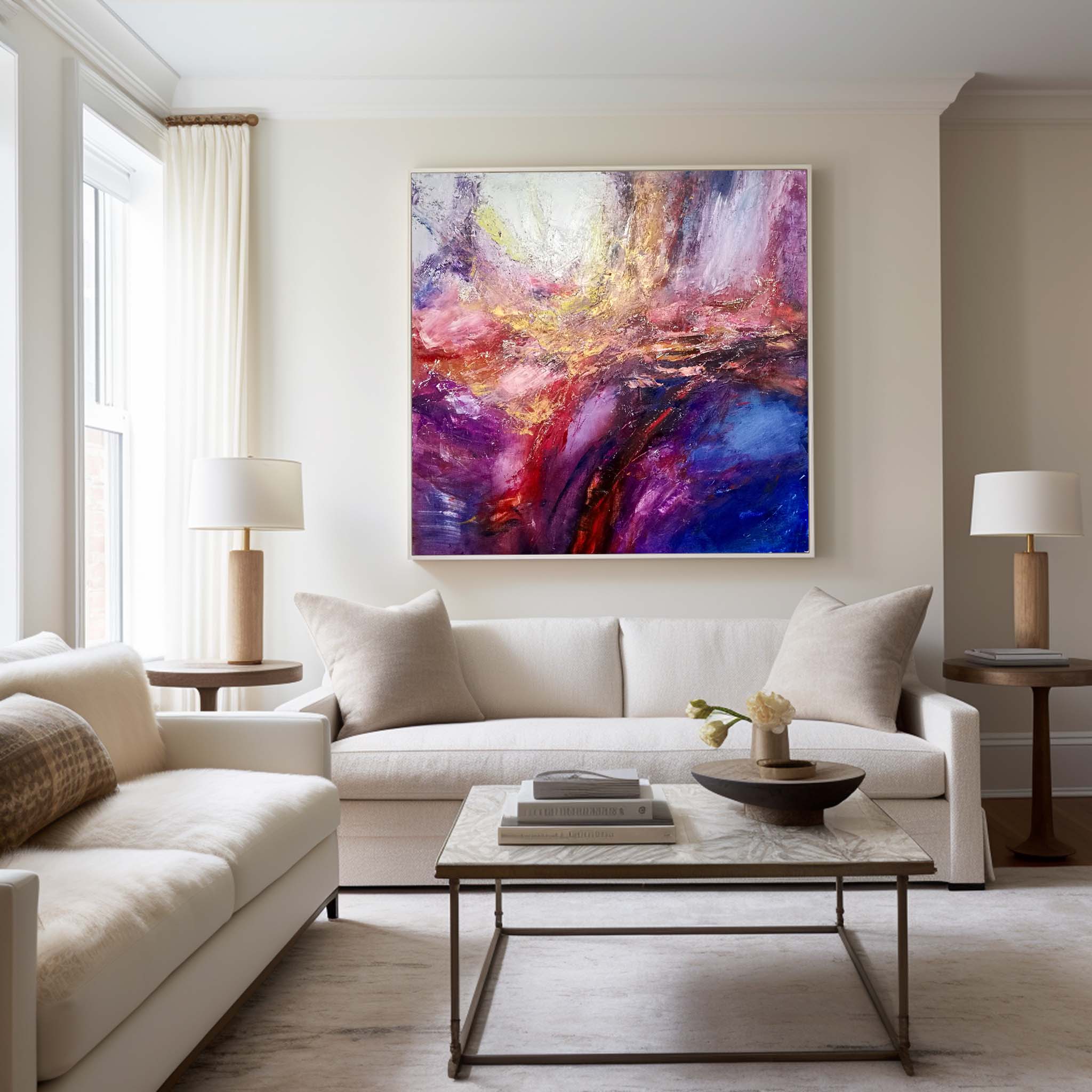 Gold Pink Blue Abstract Painting #ABAS44