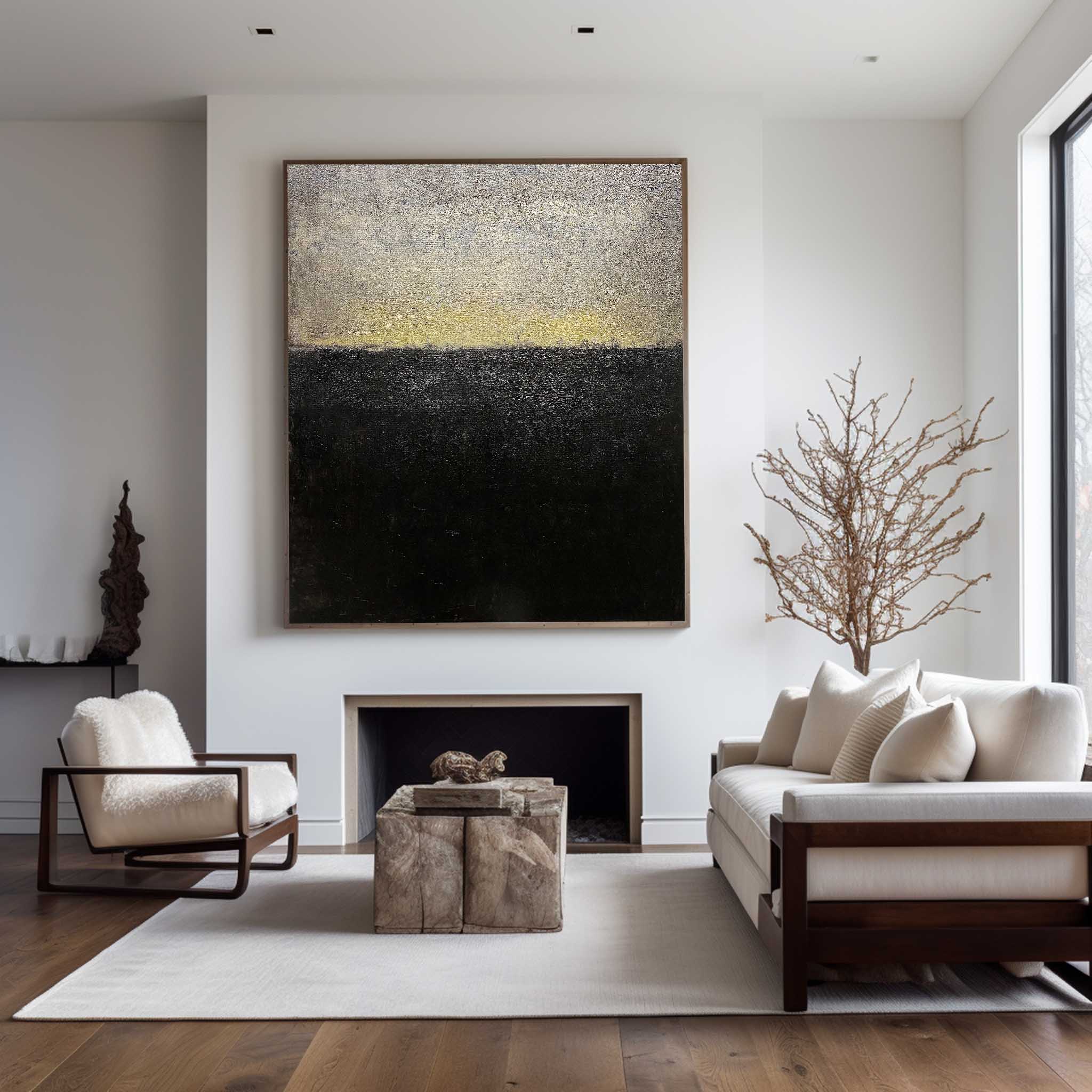 Black And Gold Minimalist Painting #ABAV169
