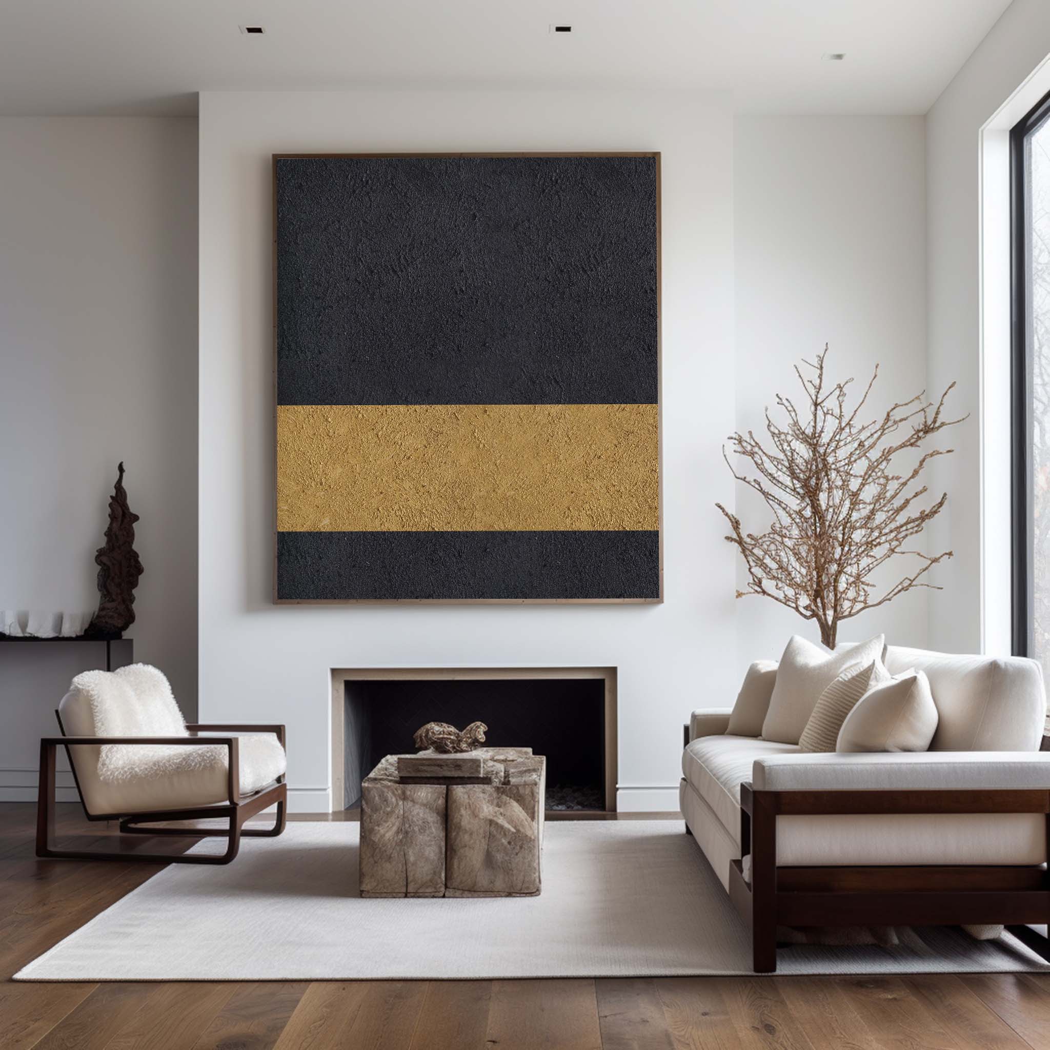 Black Gold Minimalist Painting #ABAV66