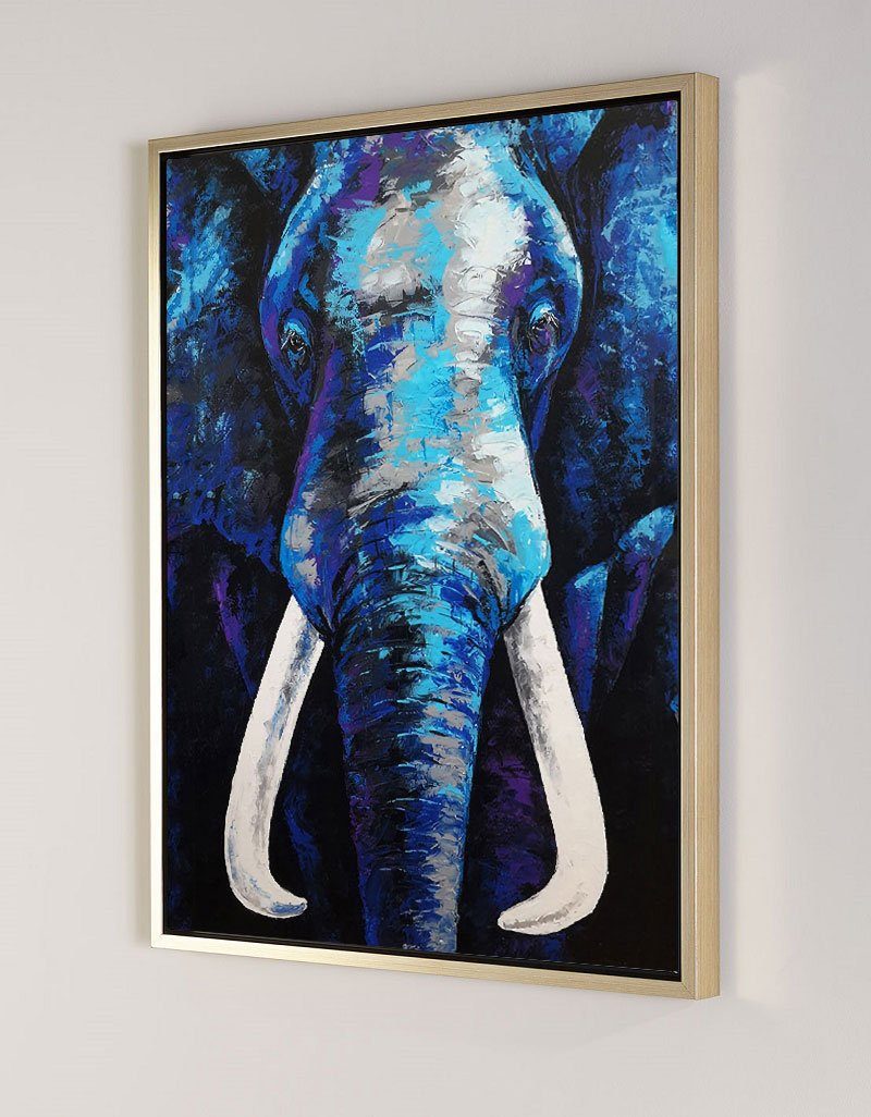 Vertical Blue Elephant Abstract Painting #ANE03