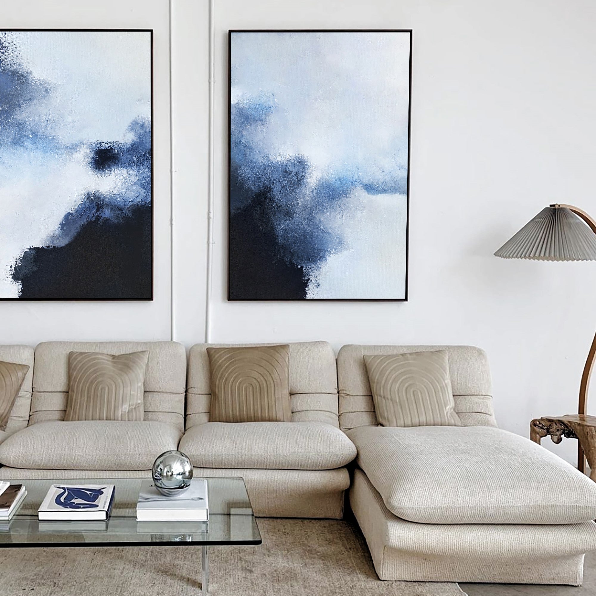 BLue White Abstract Landscape Painting #ABLO01