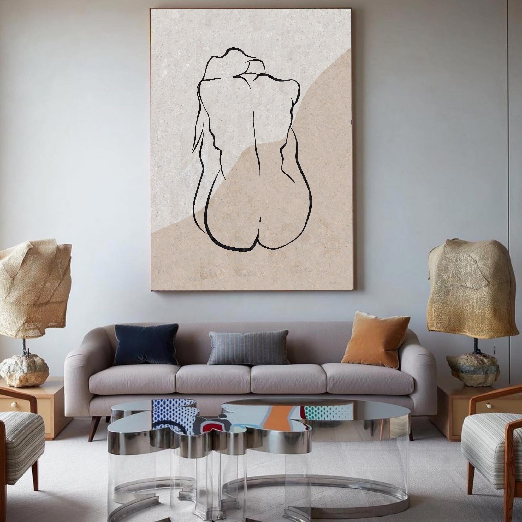 Peinture abstraite minimaliste beige #ABAV202