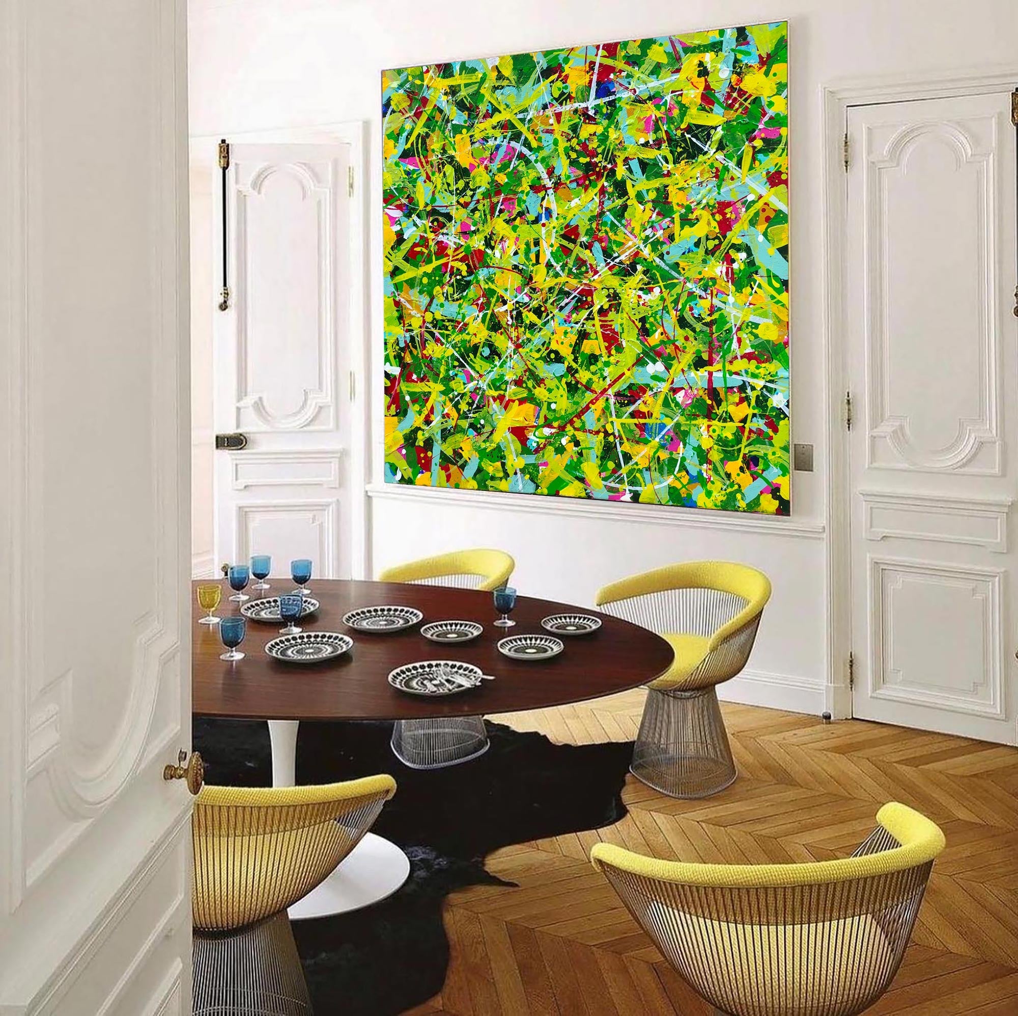 Green Square Abstract Art #IS77