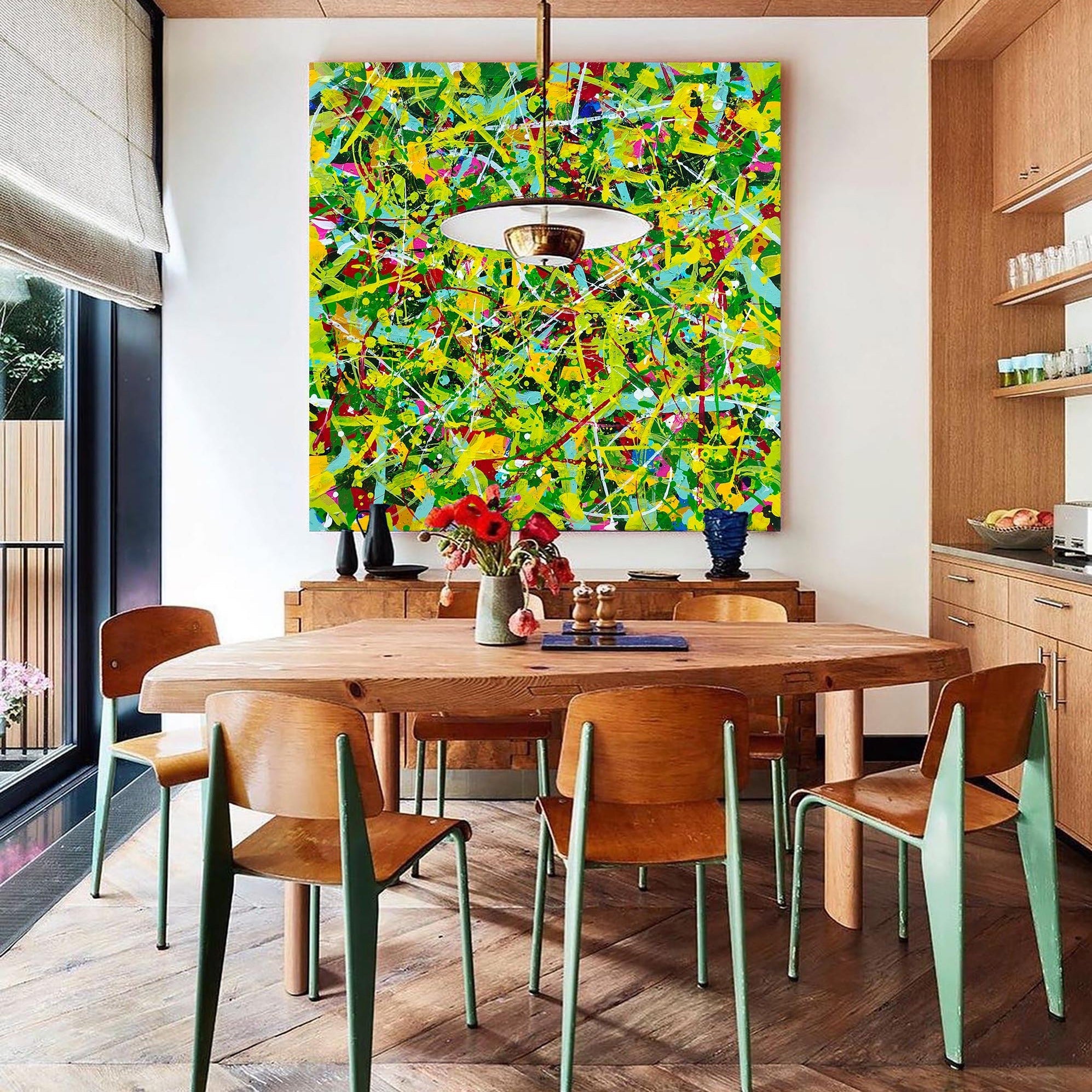Green Square Abstract Art #IS77