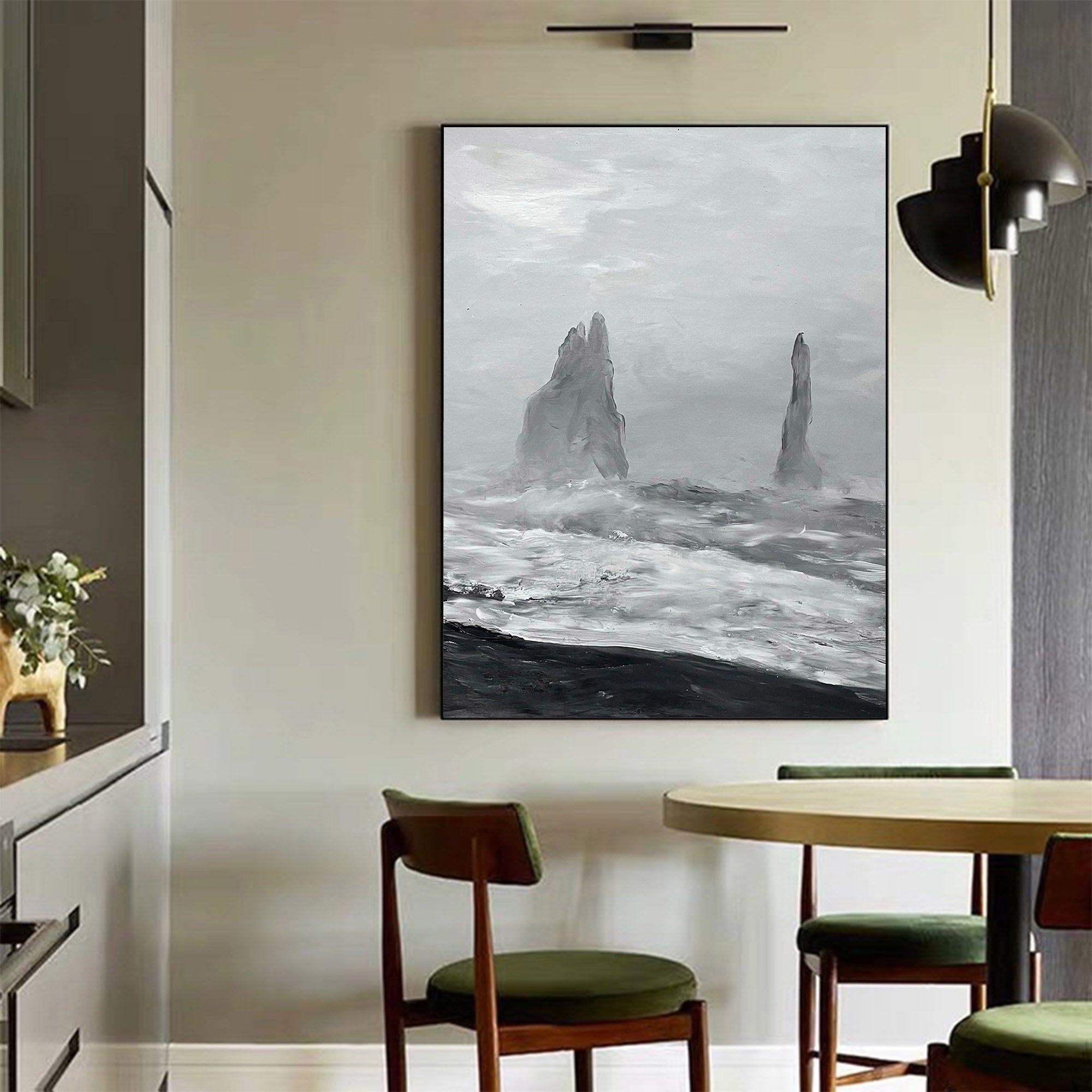 Black And White Seascape Painting #ABSV23