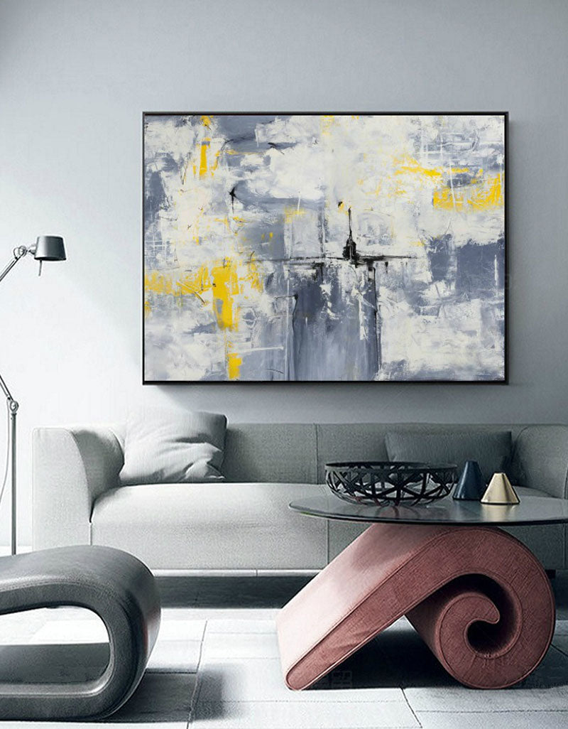 Gray Orange Abstract Painting #ABAH21