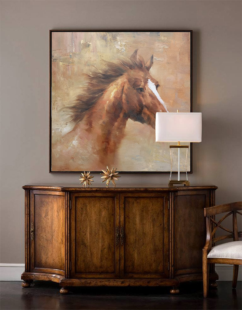 Brown Horse Portrait Painting #ANH10