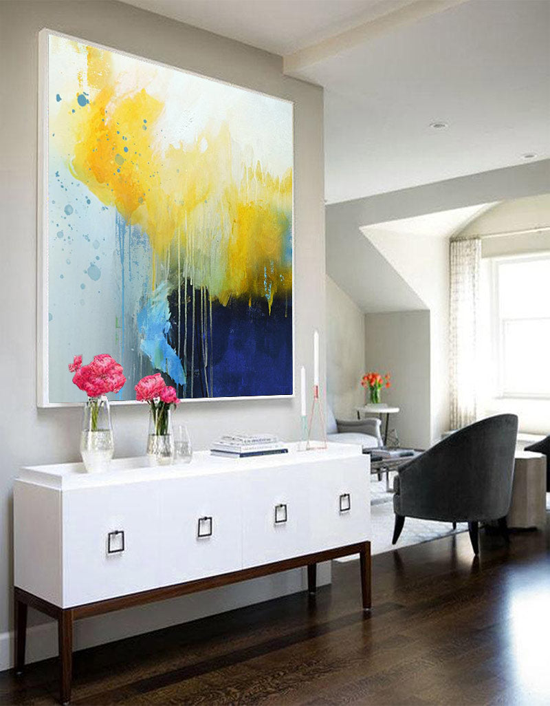 Large Yellow Abstract Painting #ABAS11