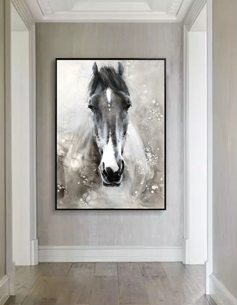 Black Abstract Horse Art #ANH07