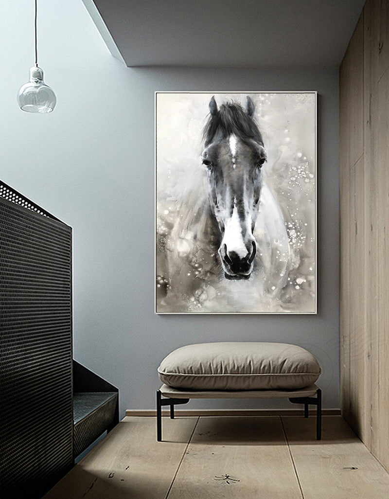 Black Abstract Horse Art #ANH07