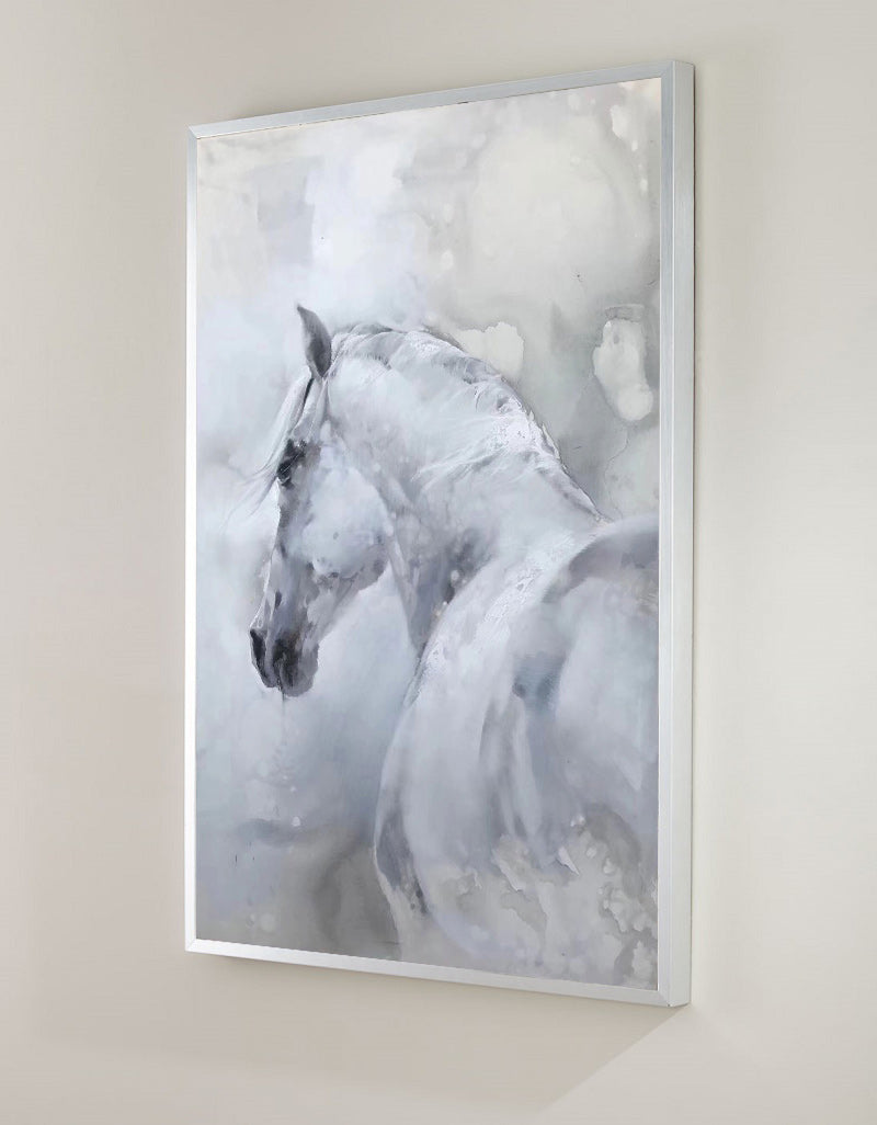 Large White Abstract Horse Painting #ANH08