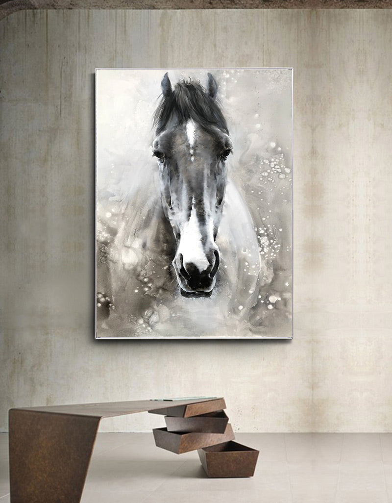 Black Abstract Horse Art #ANH07