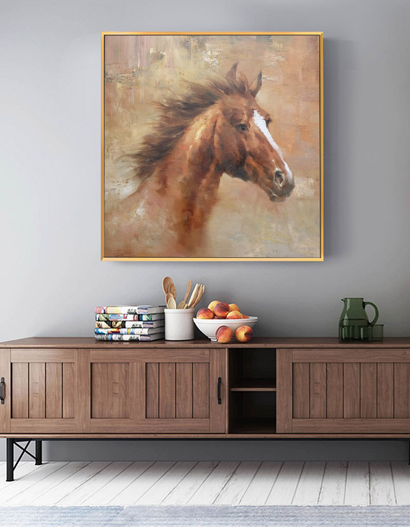 Peinture de portrait de cheval brun #ANH10