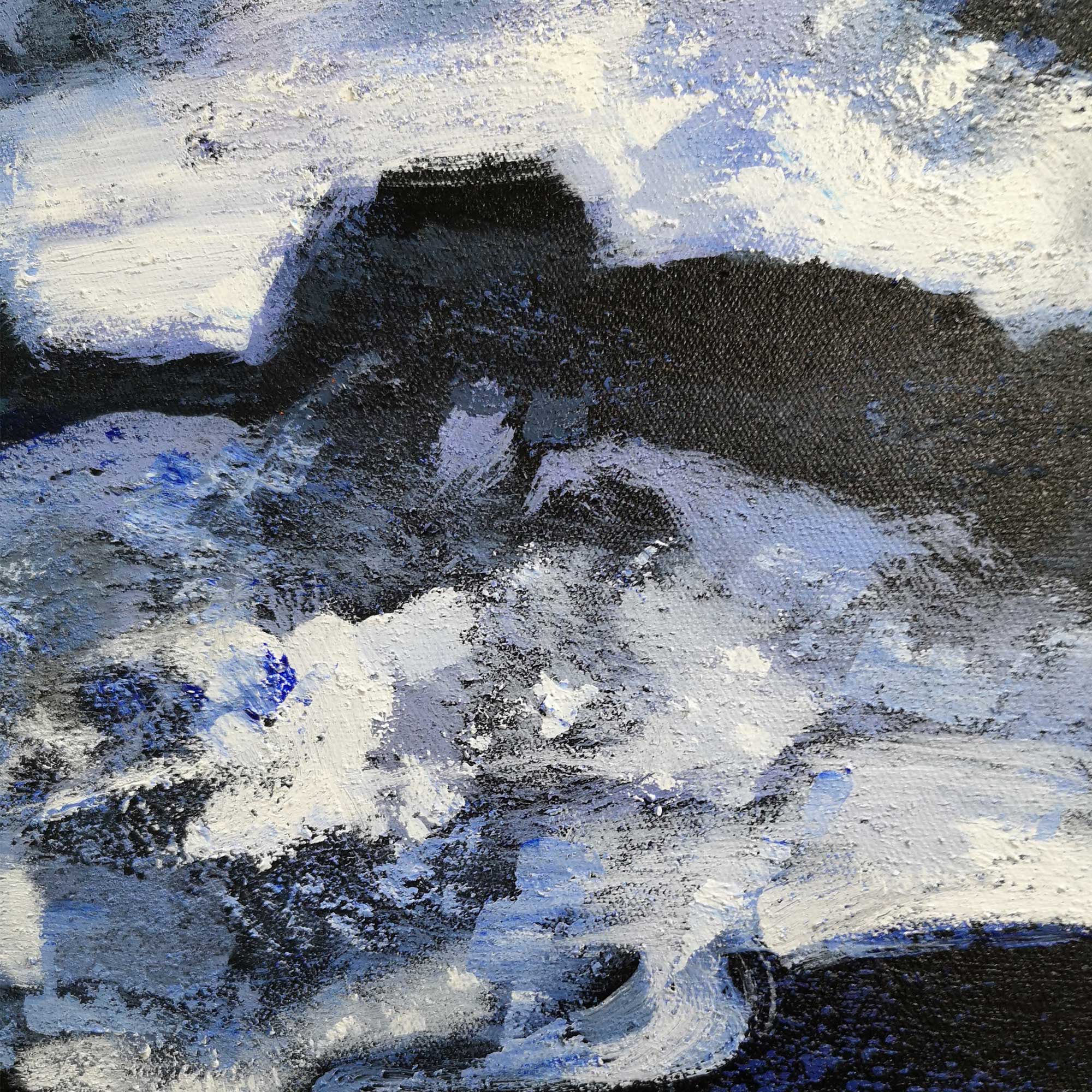 Deep Blue Blakc Abstract Painting  #IS26