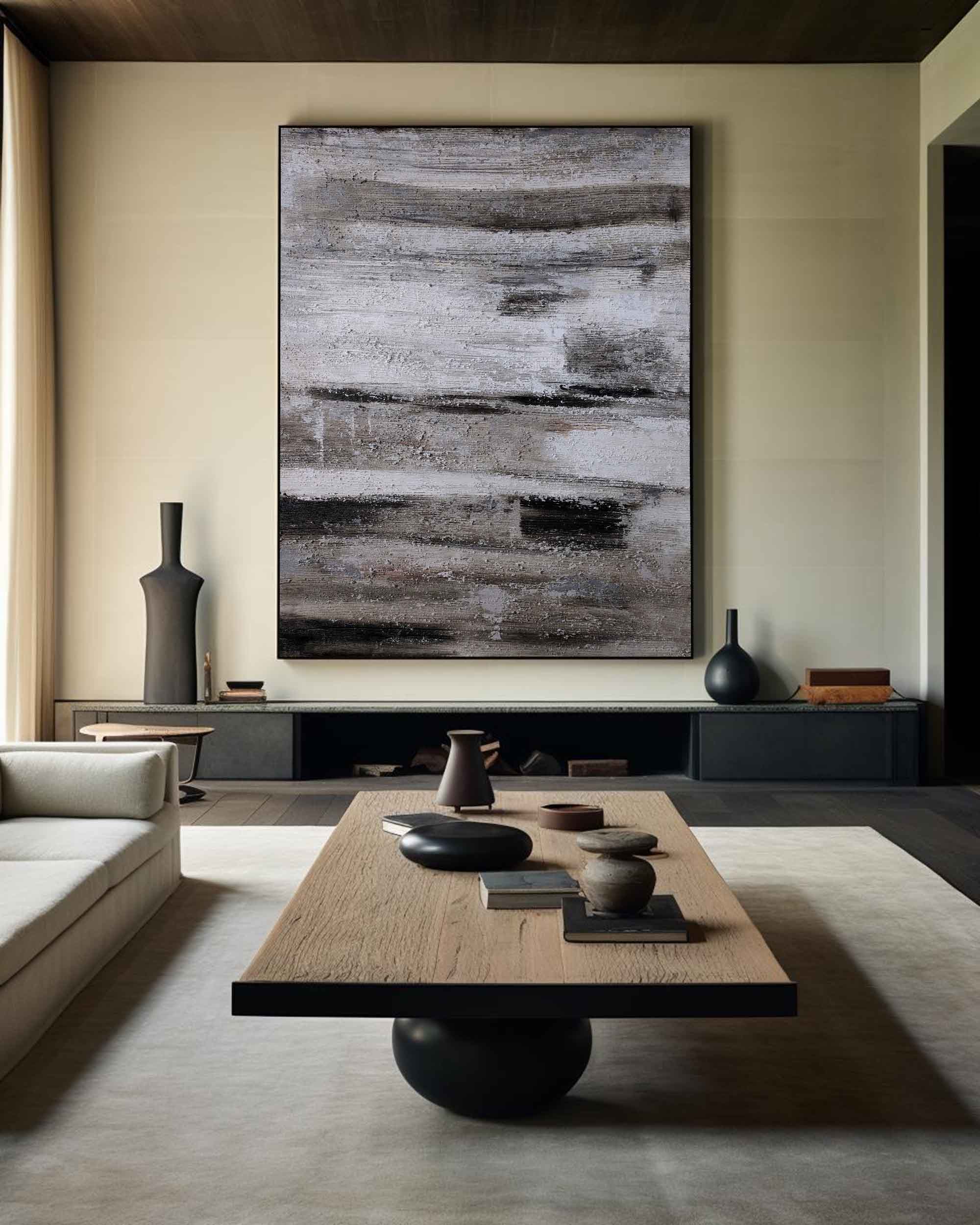 Brown Grey White Abstract Painting #ABAV73