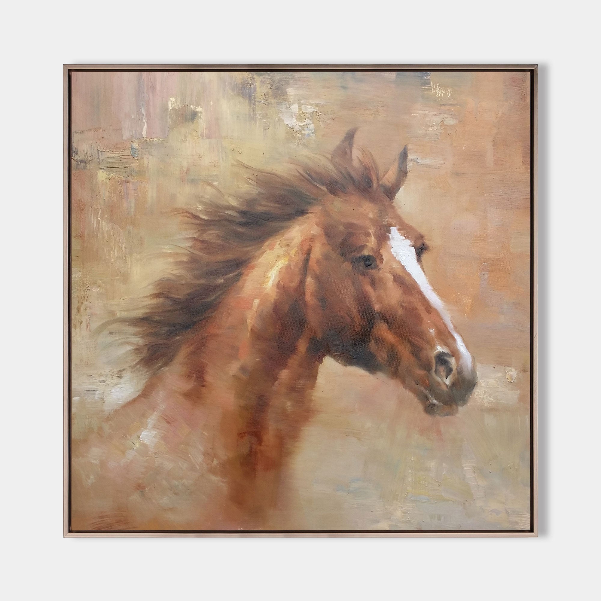 Peinture de portrait de cheval brun #ANH10