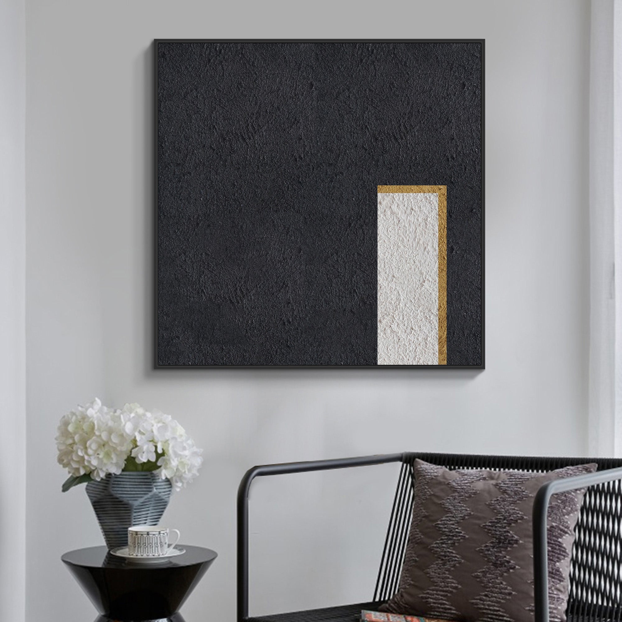 Black White Gold Minimalist Painting #ABAS35