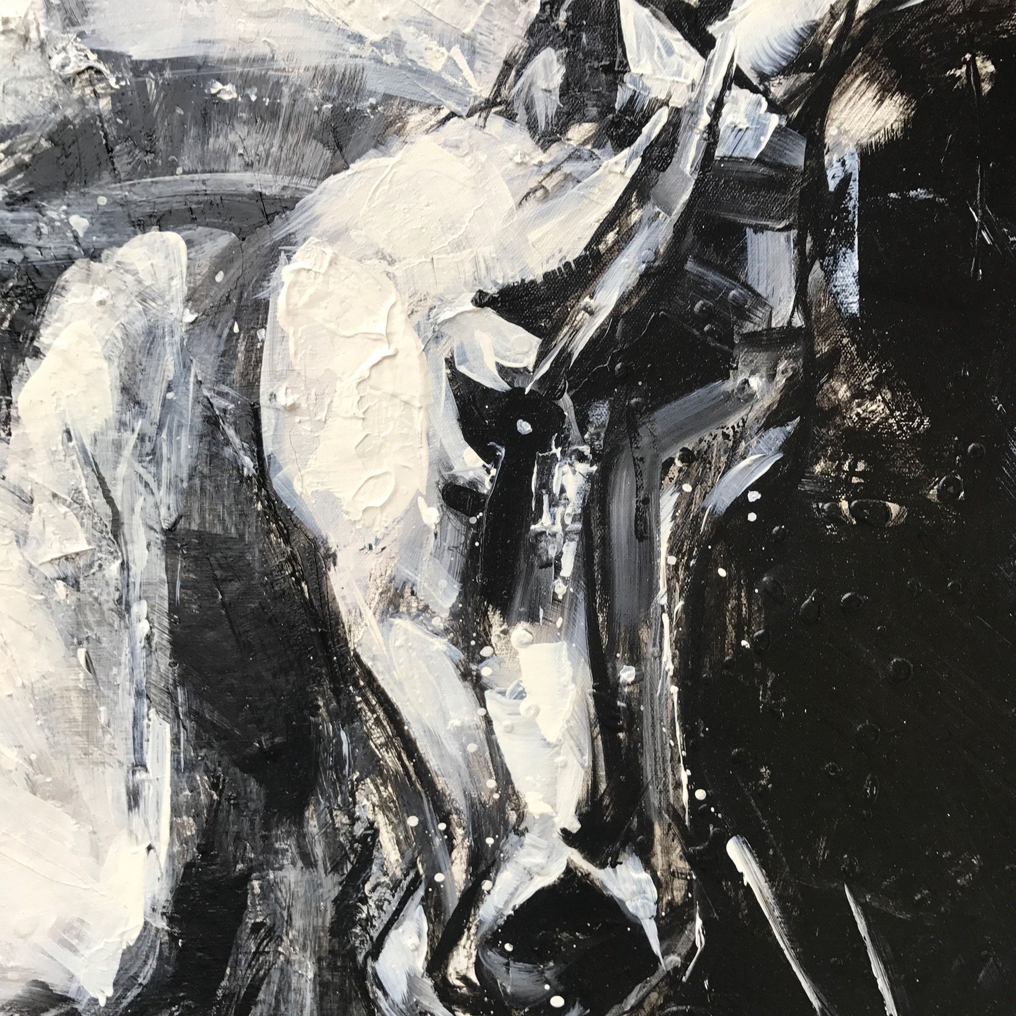 Peinture abstraite de portrait de cheval blanc #ANH24