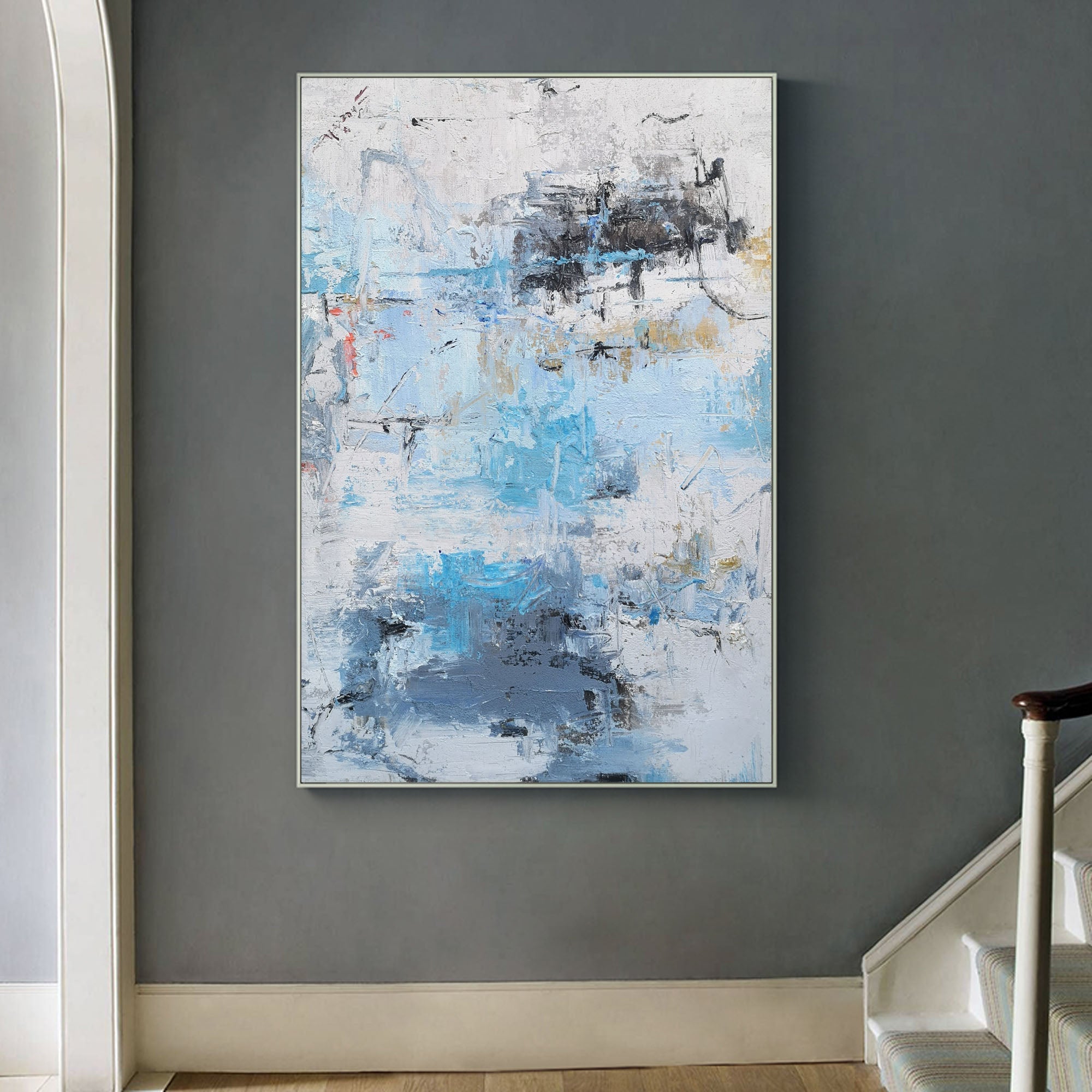 BLue And White Abstract Painting #ABAV87