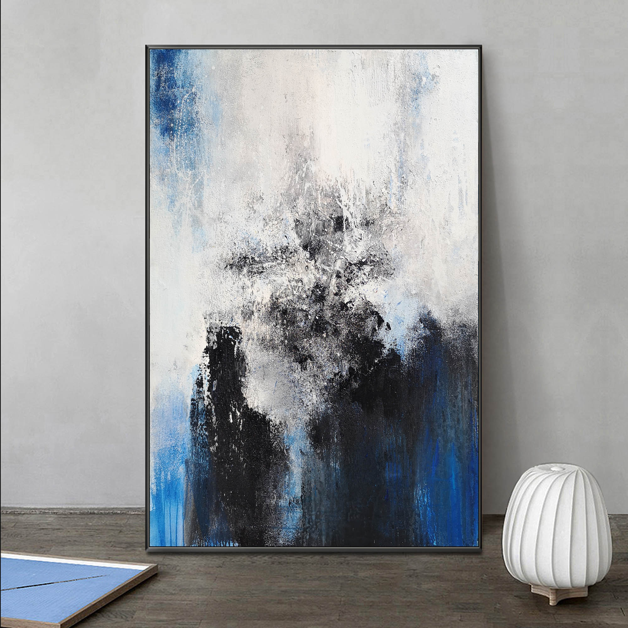 Blue And Black Abstract Painting #ABAV96