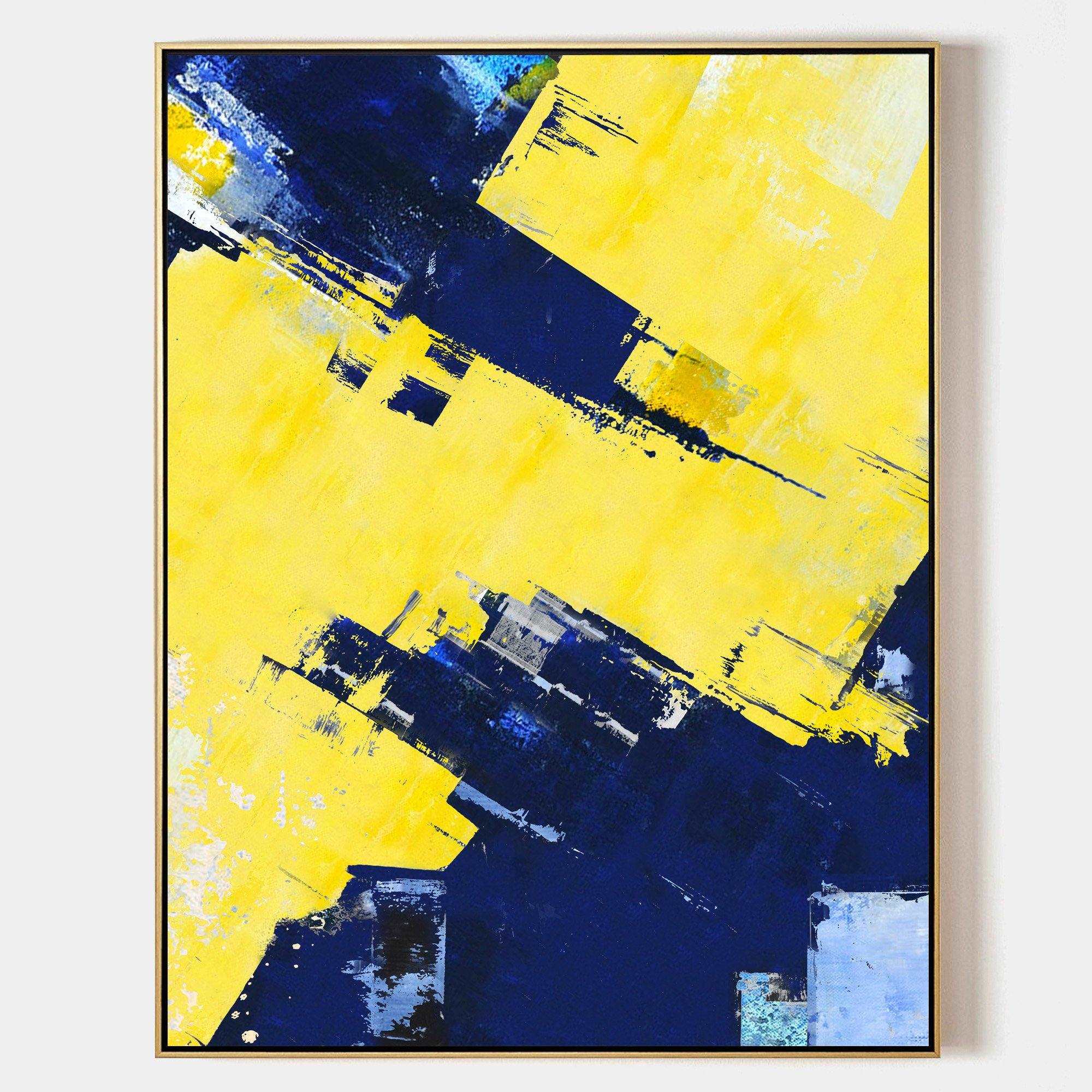 Peinture abstraite bleu jaune #ABAV14