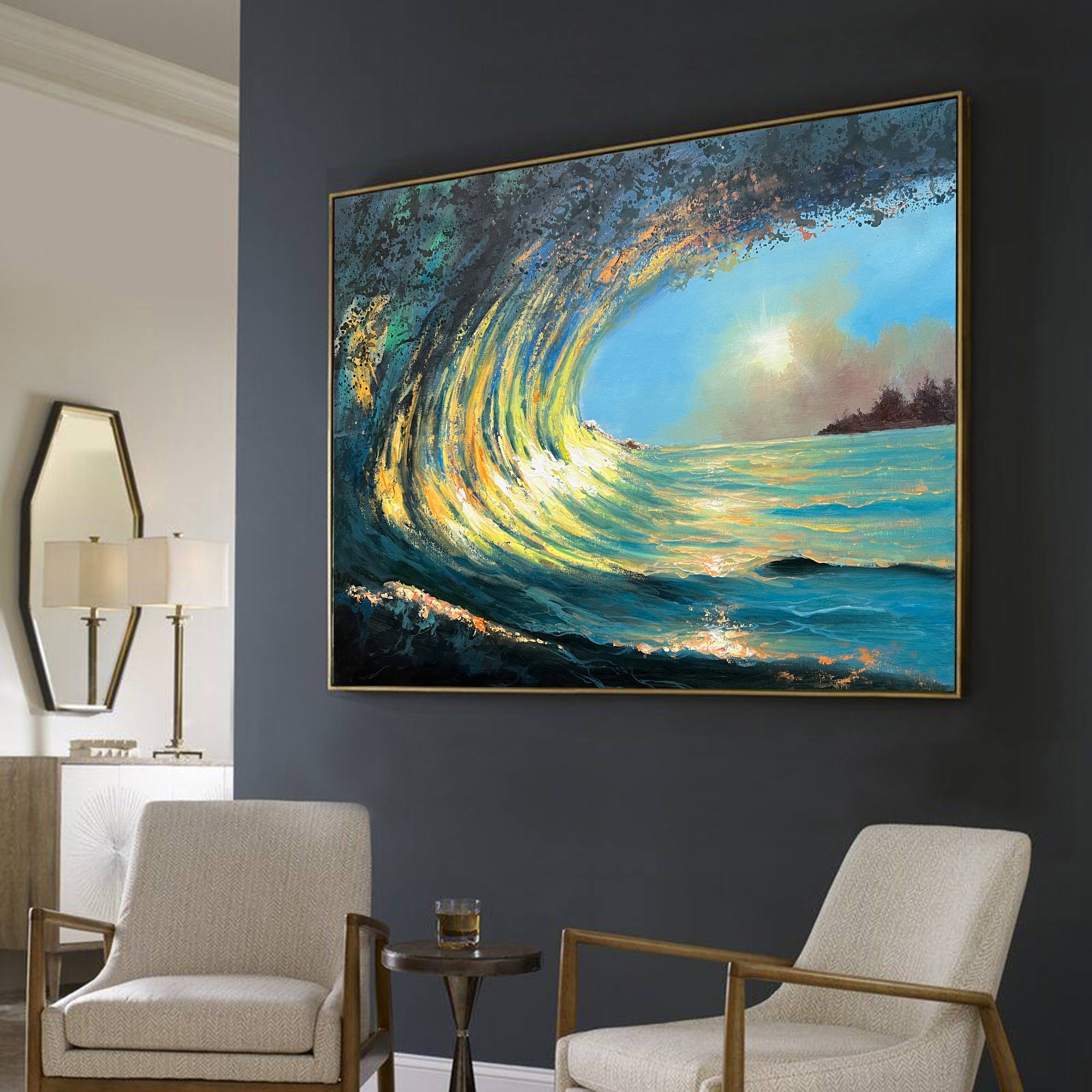 Sunrise And Wave Landscapes Painting #ABSH43