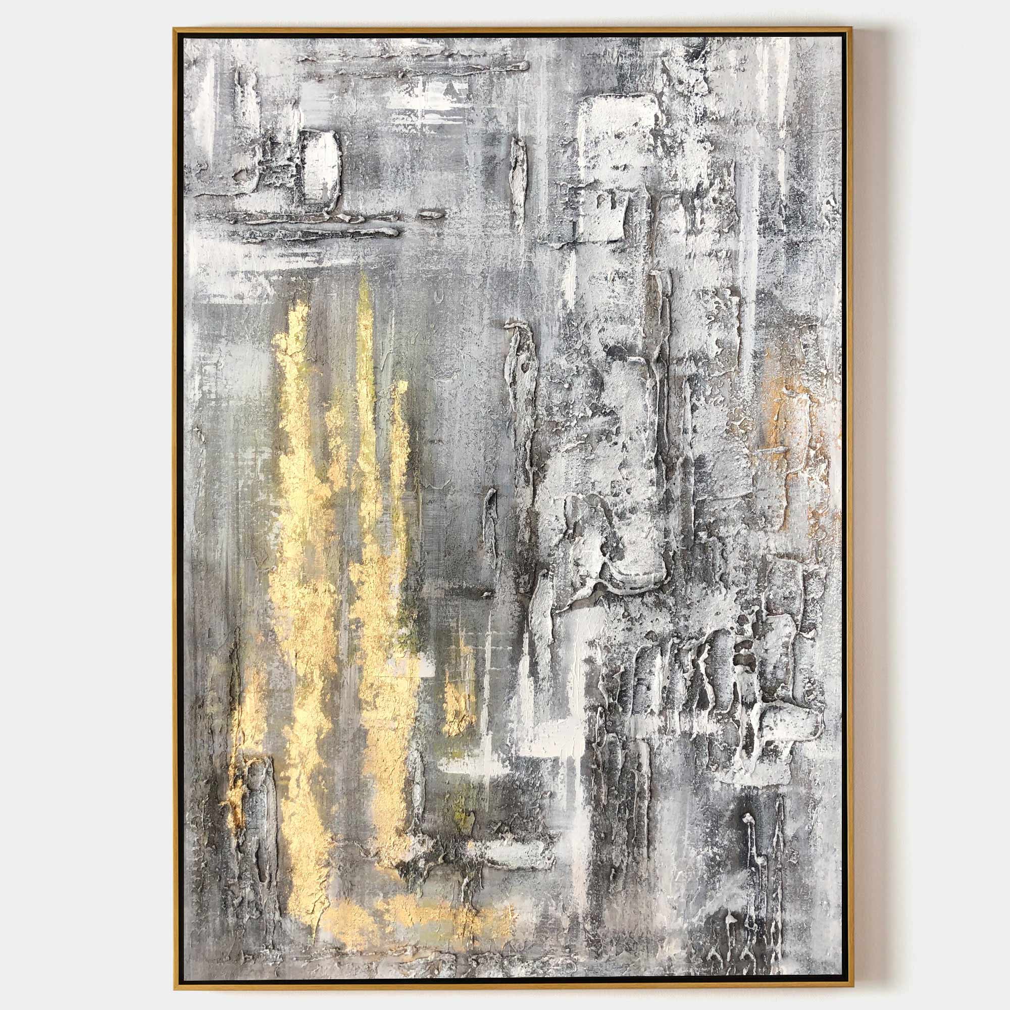 Grey And Gold Abstract Art #ABAV75