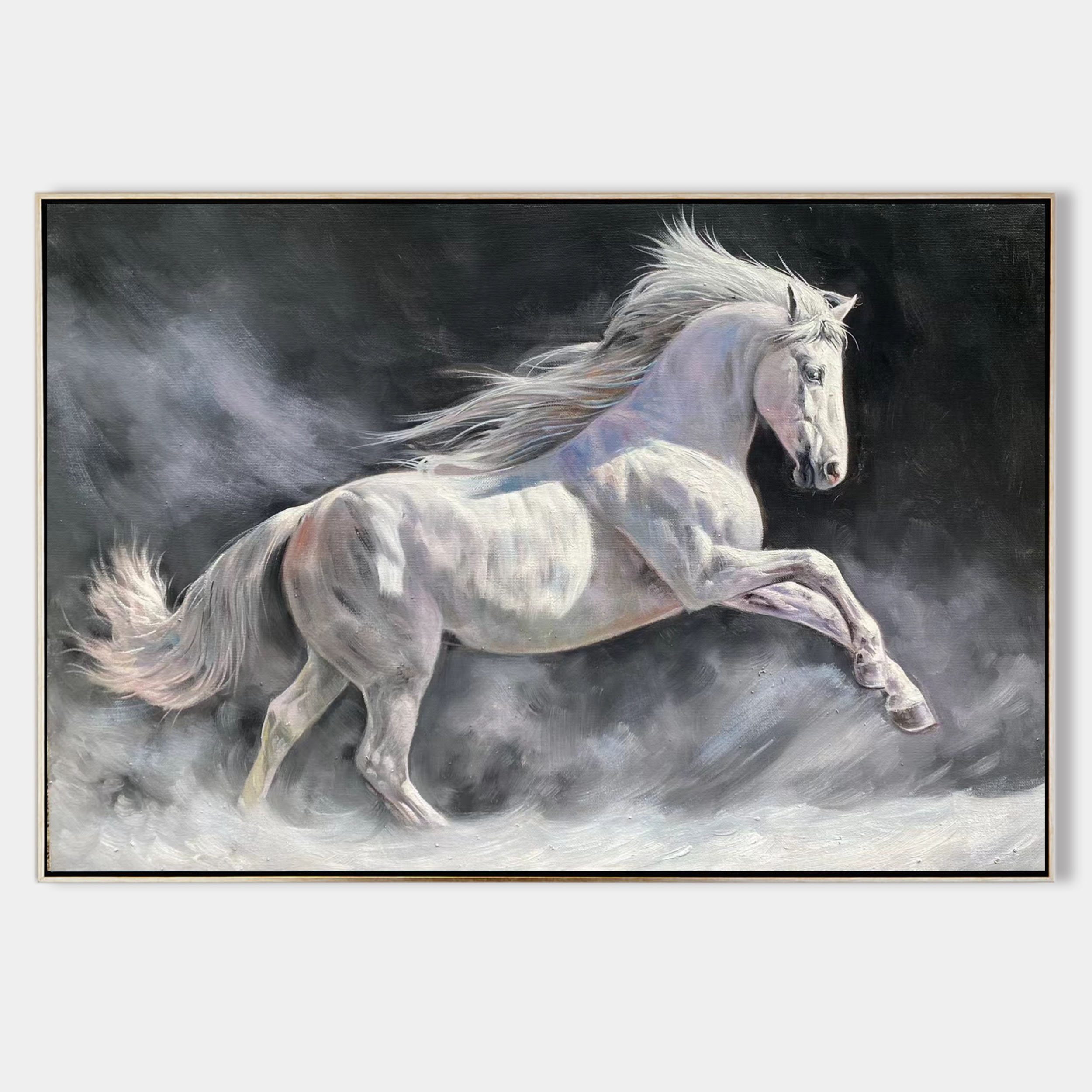 Running White Horse Painting #ANH42