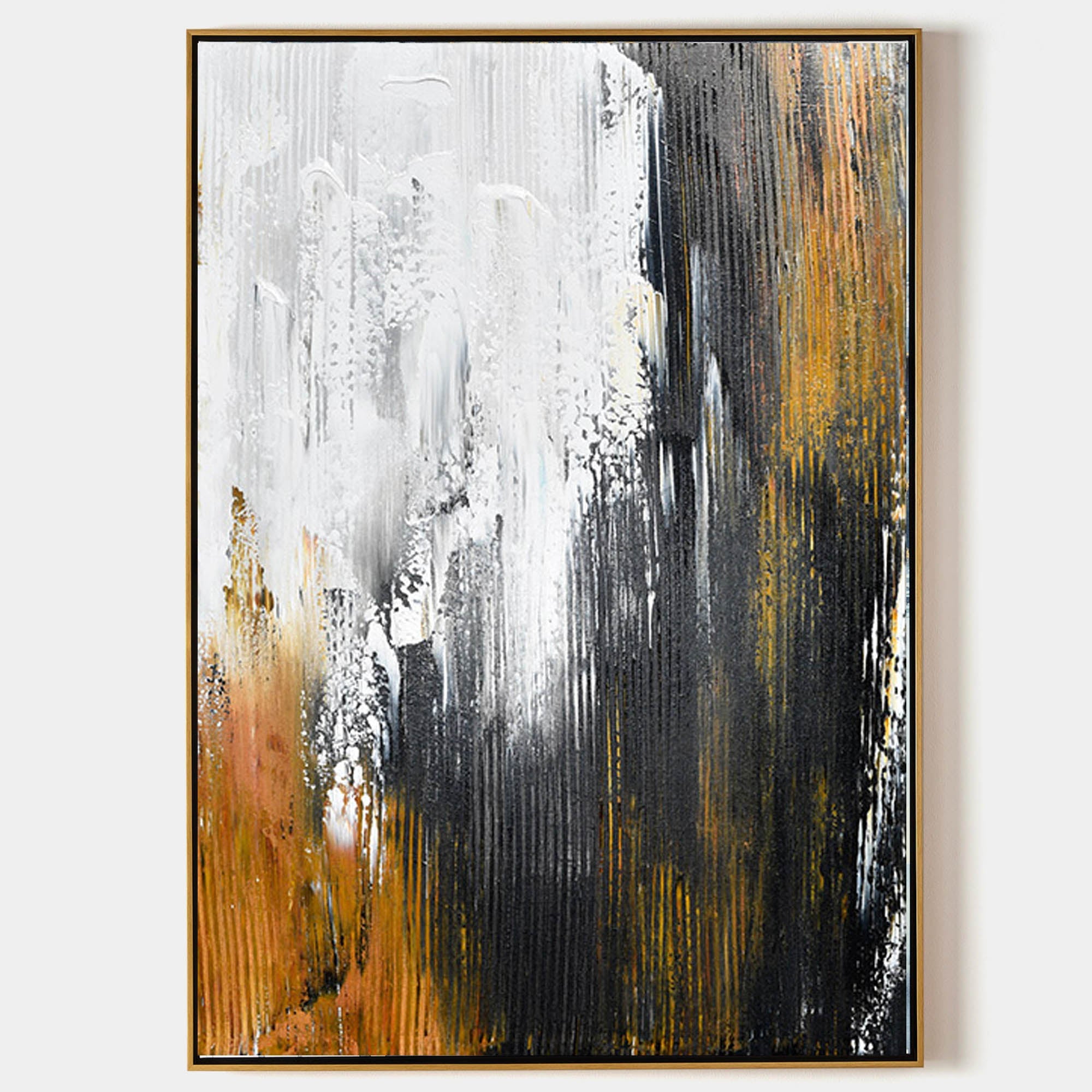 Black And Gold Abstract Painting #ABAV162