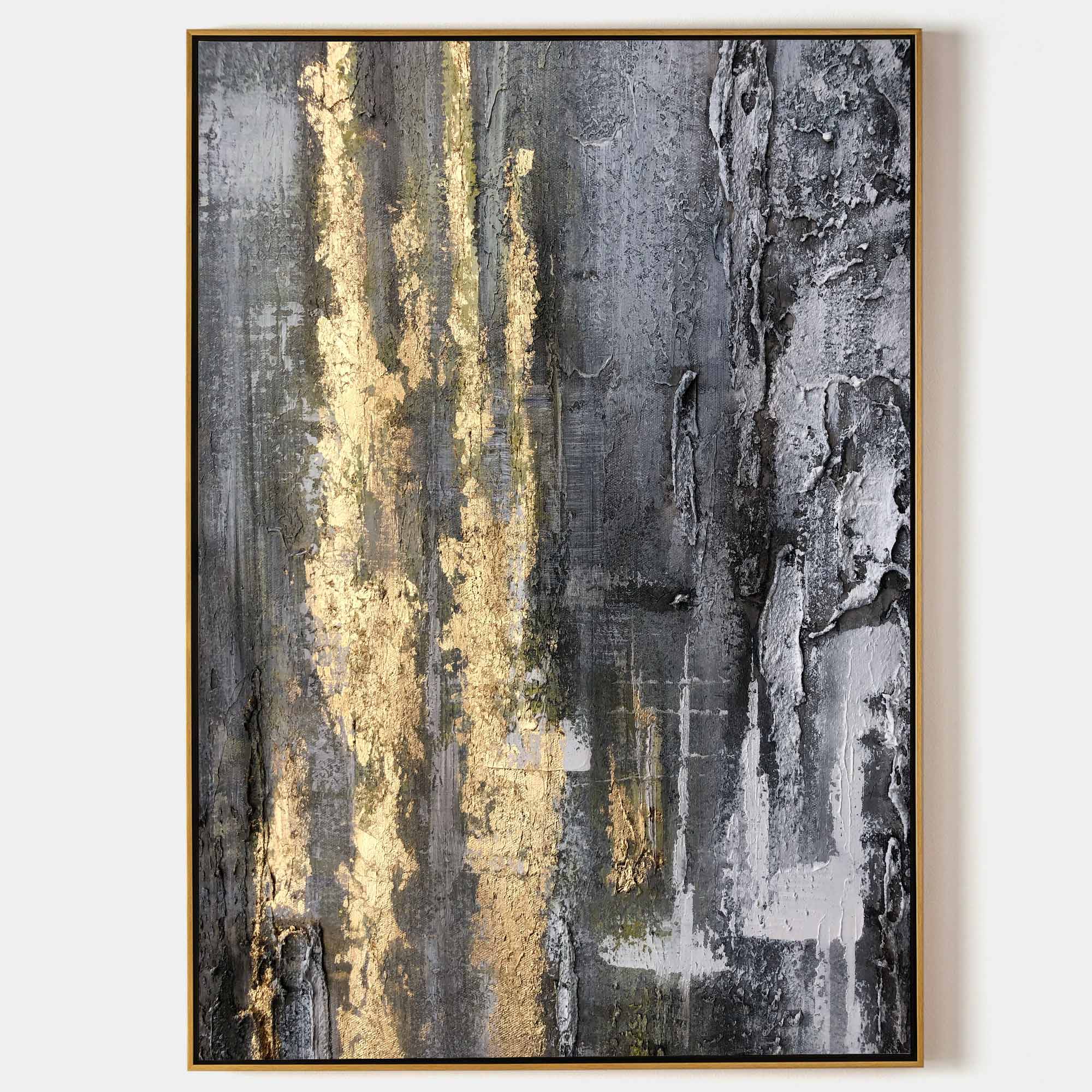 Gold Grey Abstract Painting #ABAV76