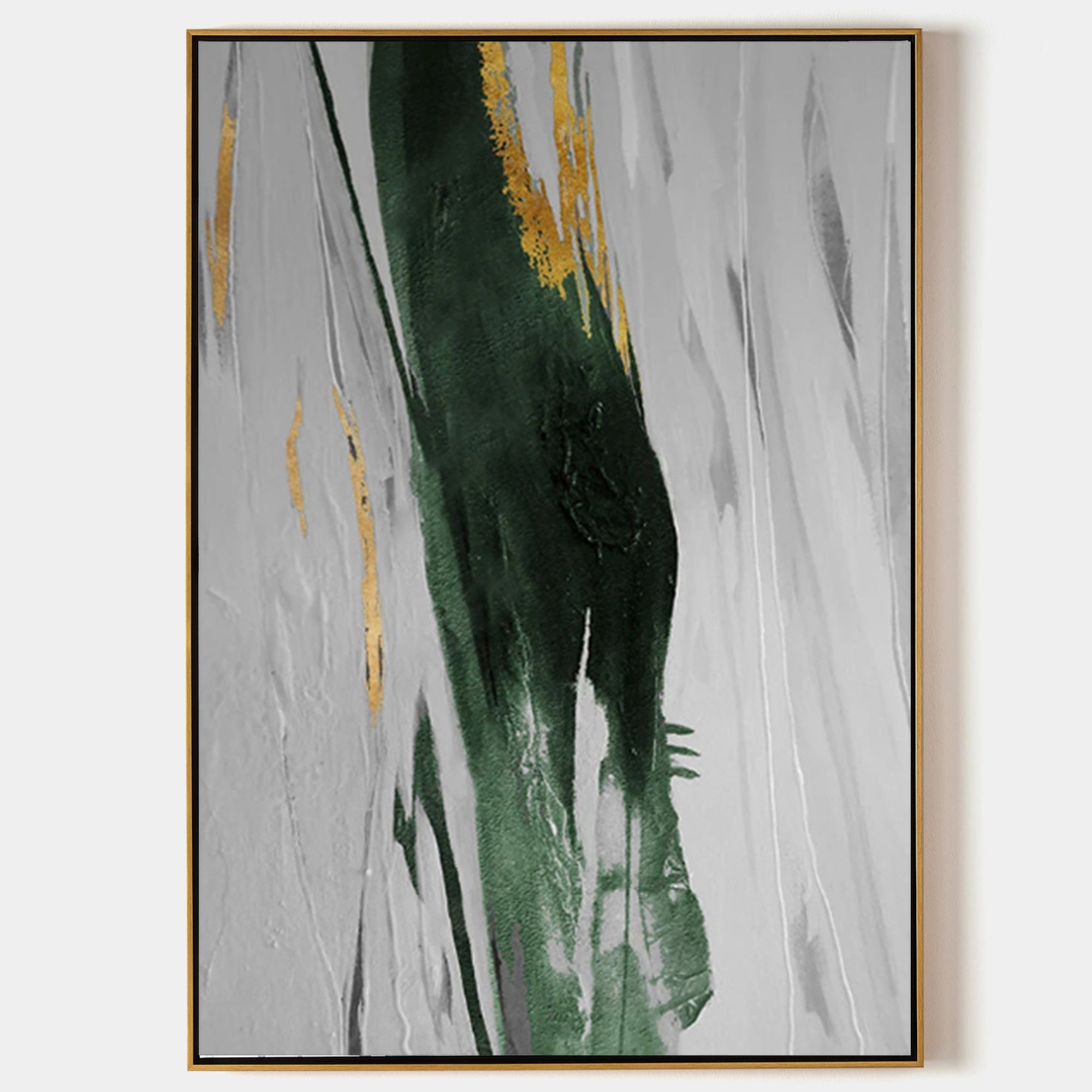 Green And Gold Abstract Painting #ABAV135