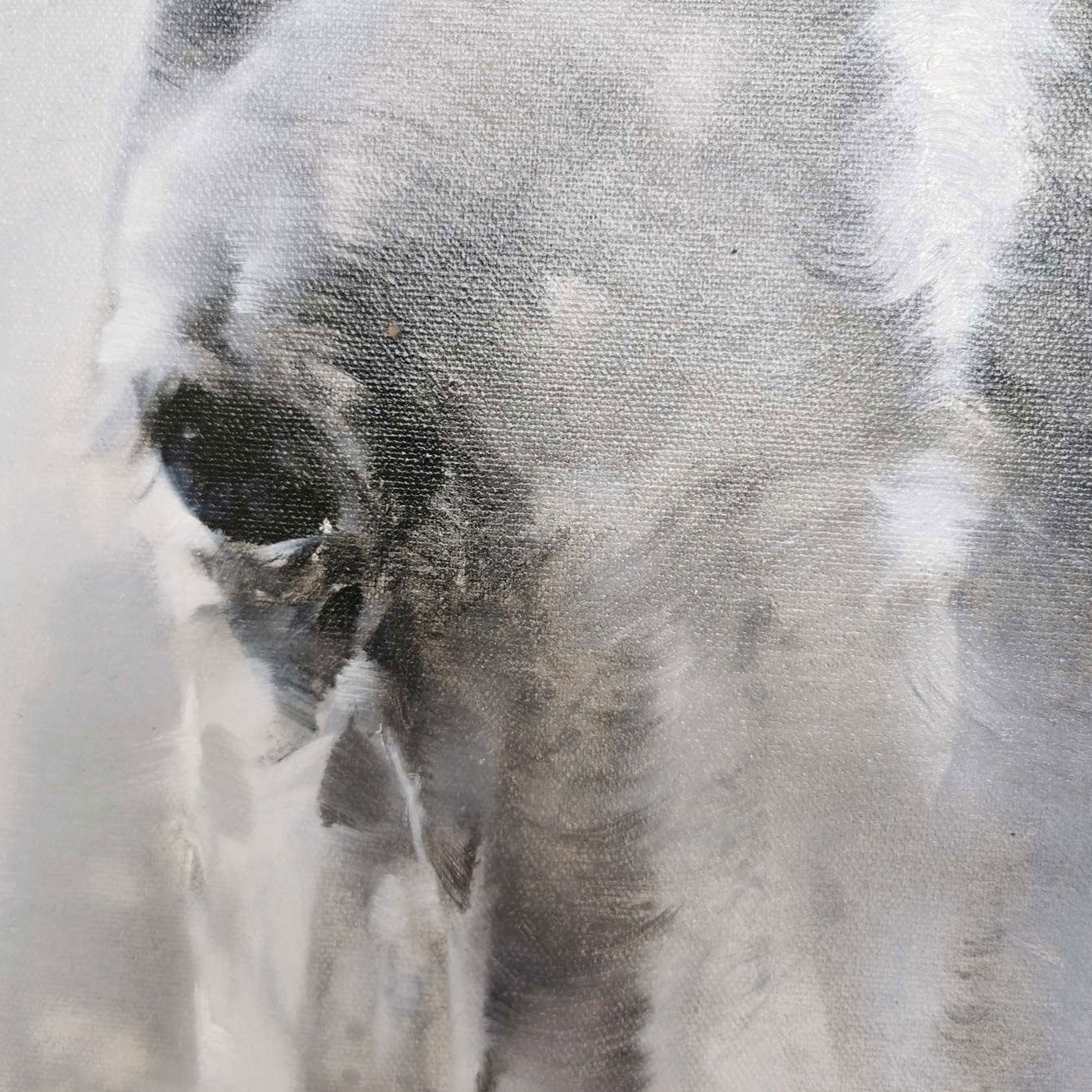 Grey White Abstract Horse Art #ANH27