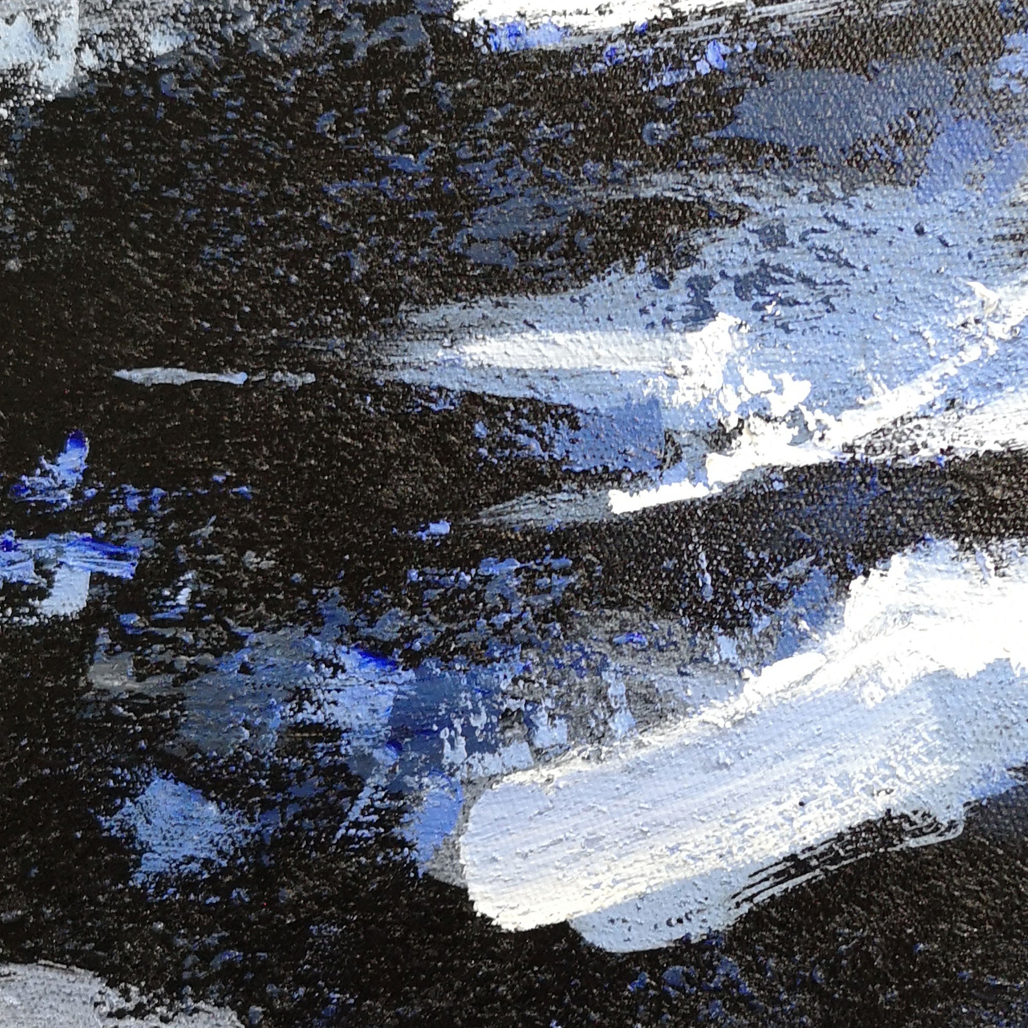 Deep Blue Blakc Abstract Painting  #IS26