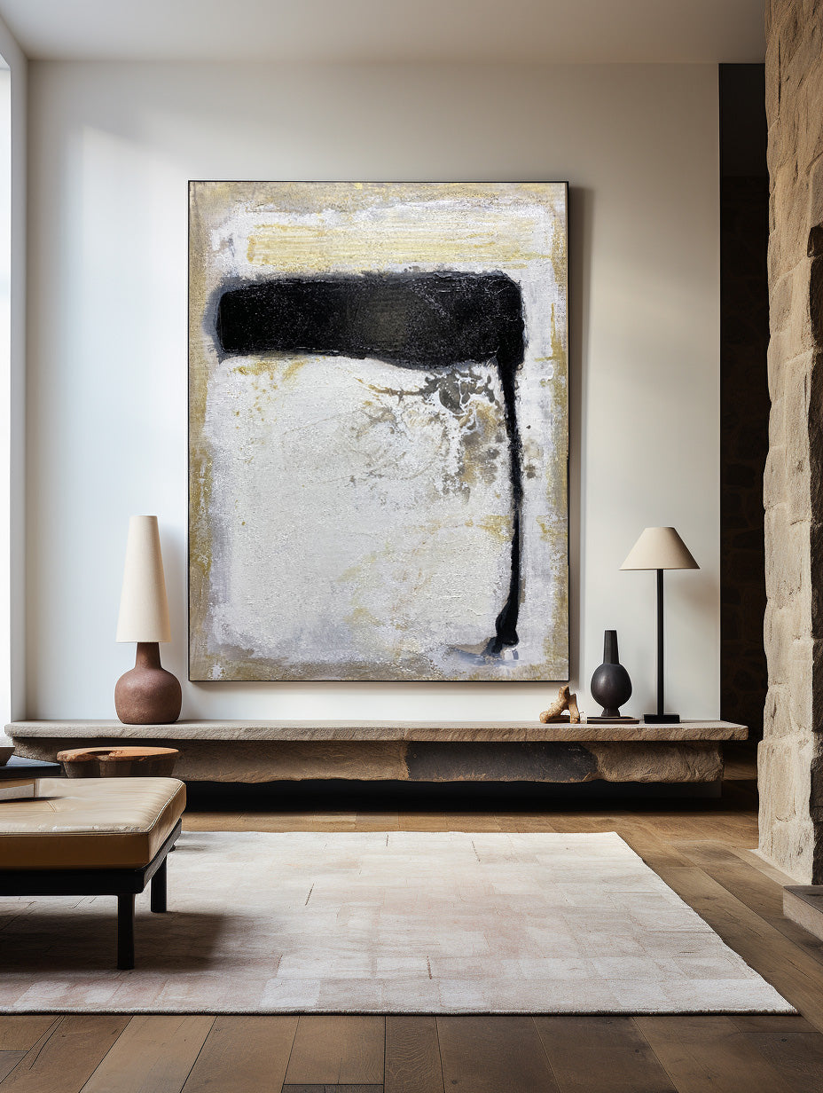 Black And Gold Abstract Painting #ABAV184