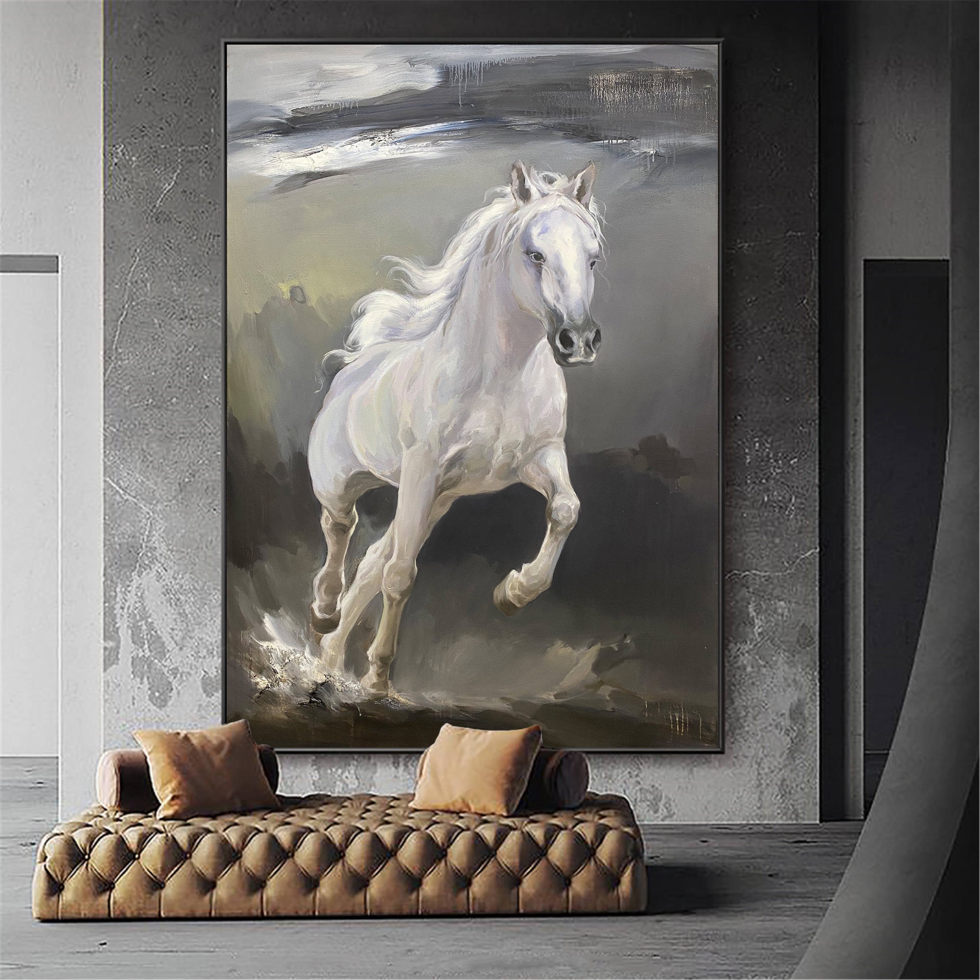 Peinture de cheval blanc courant #ANH32