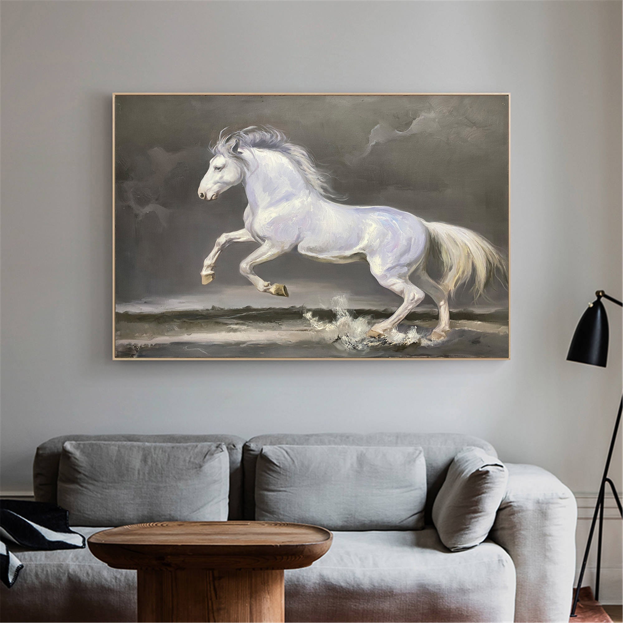 Running White Horse Painting #ANH33