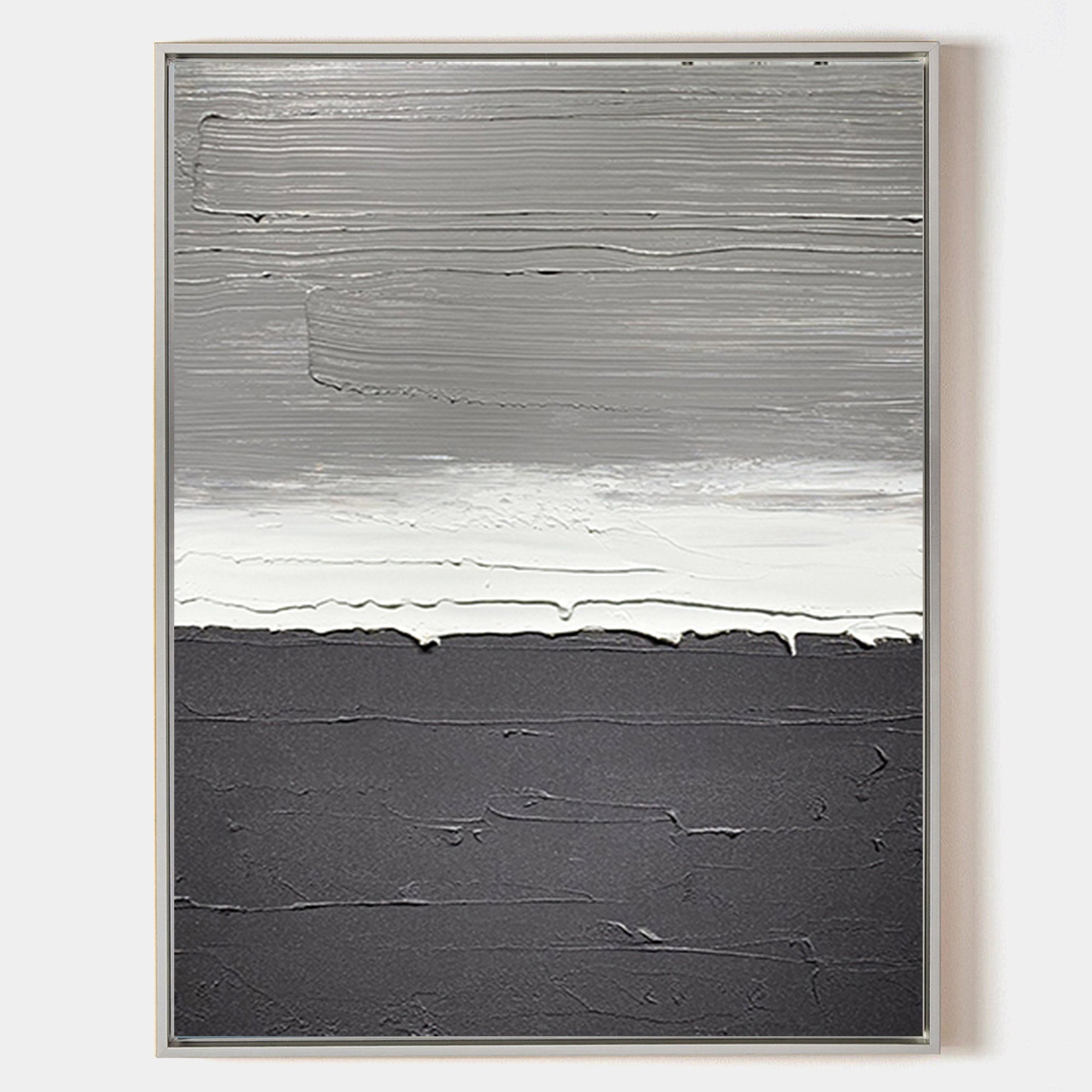 Peinture abstraite noir blanc gris #ABAV152