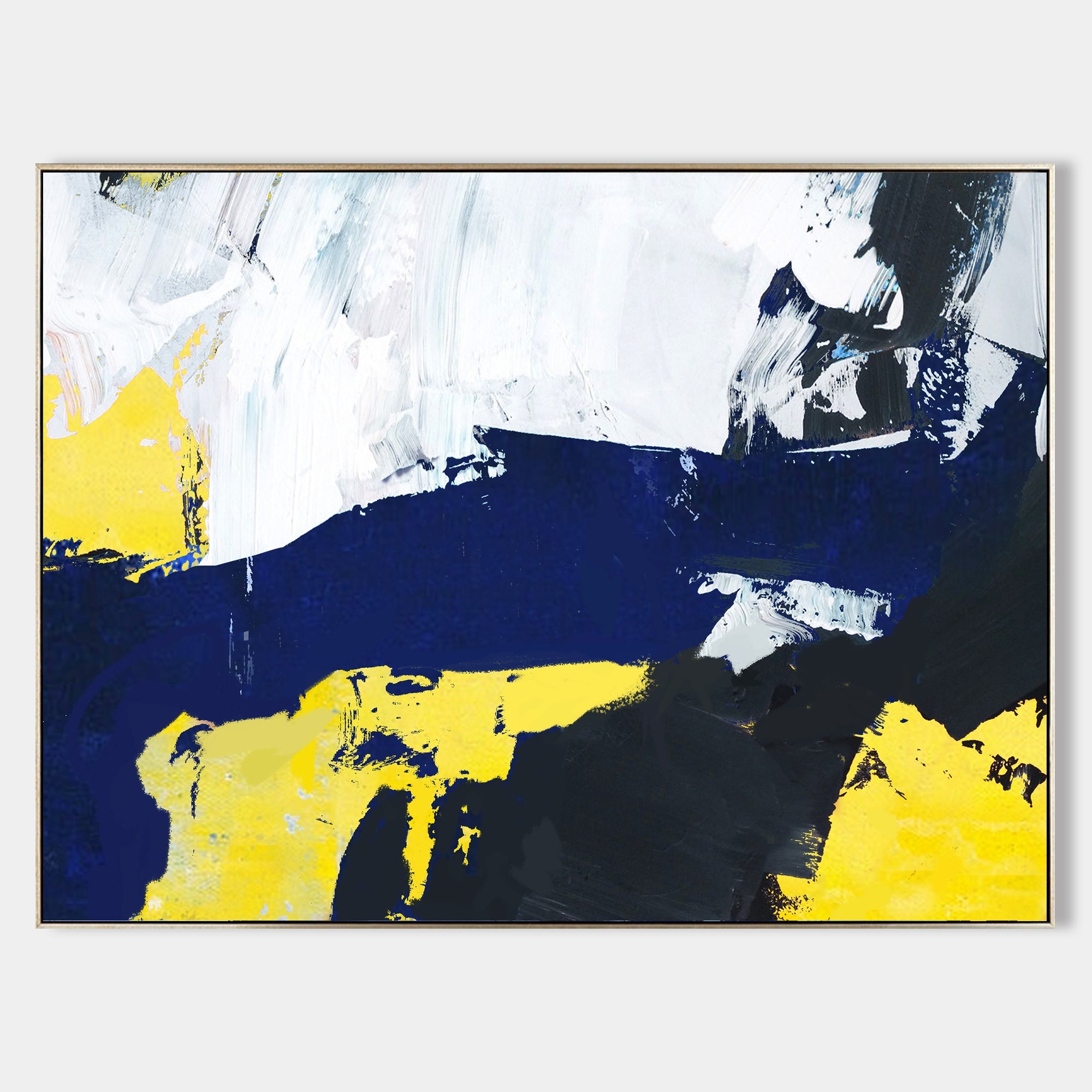 Blue Yellow Abstract Painting #ABAH29