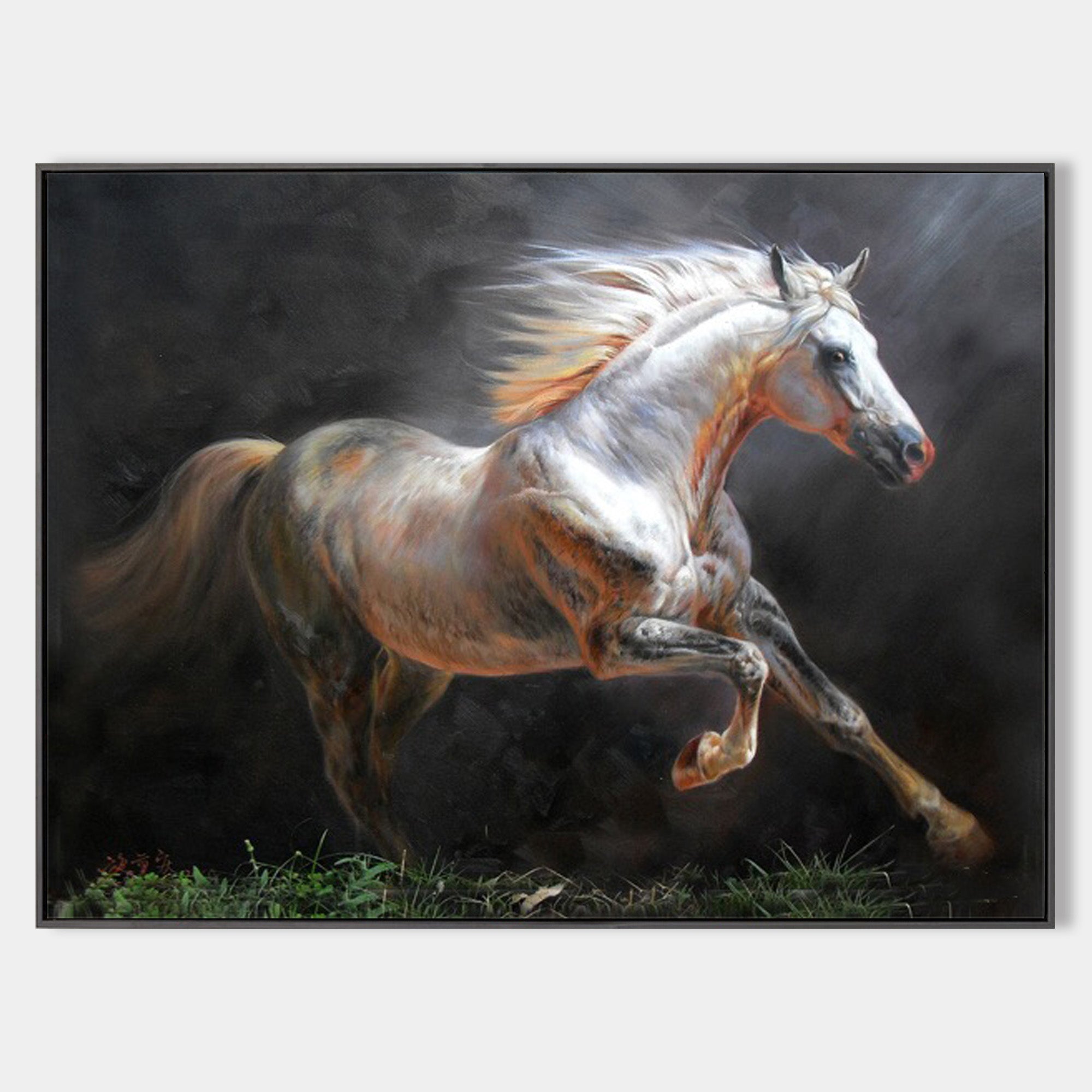 Running White Horse Painting #ANH44