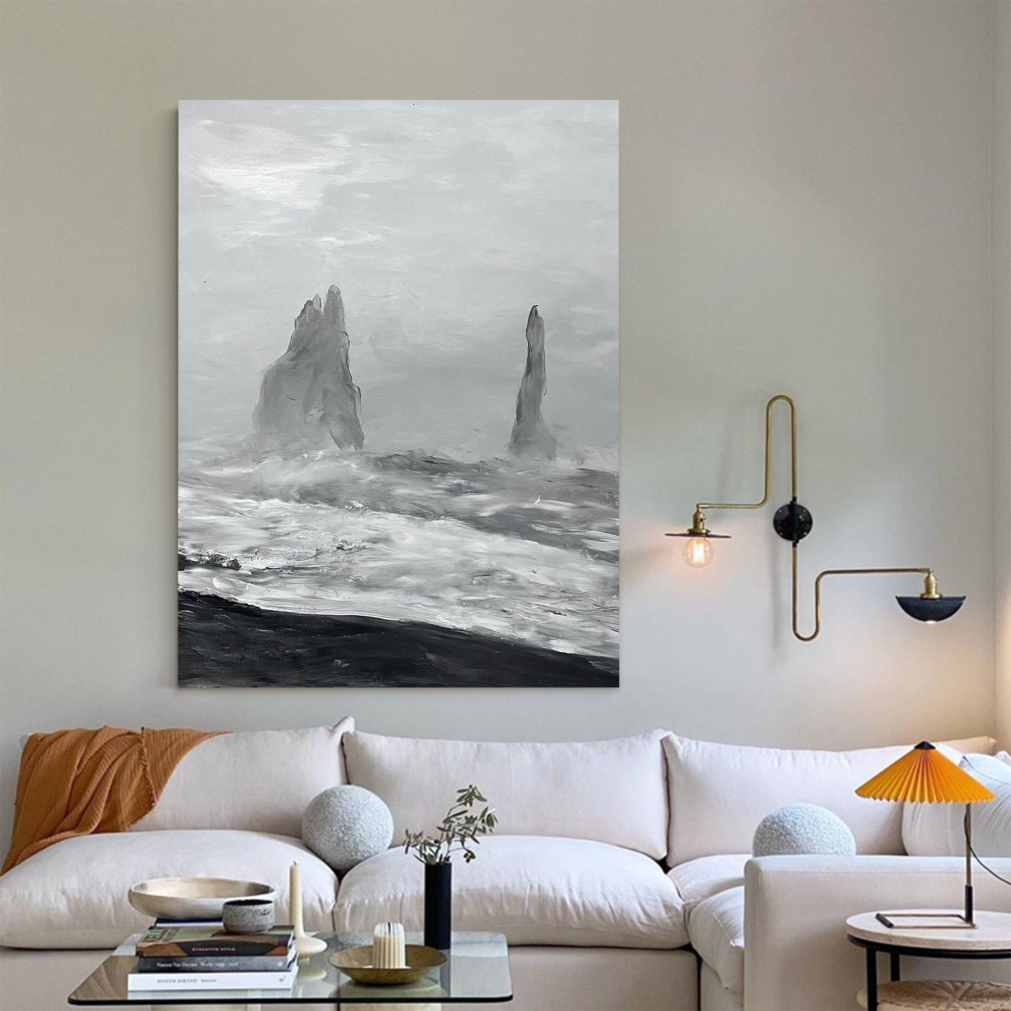 Black And White Seascape Painting #ABSV23