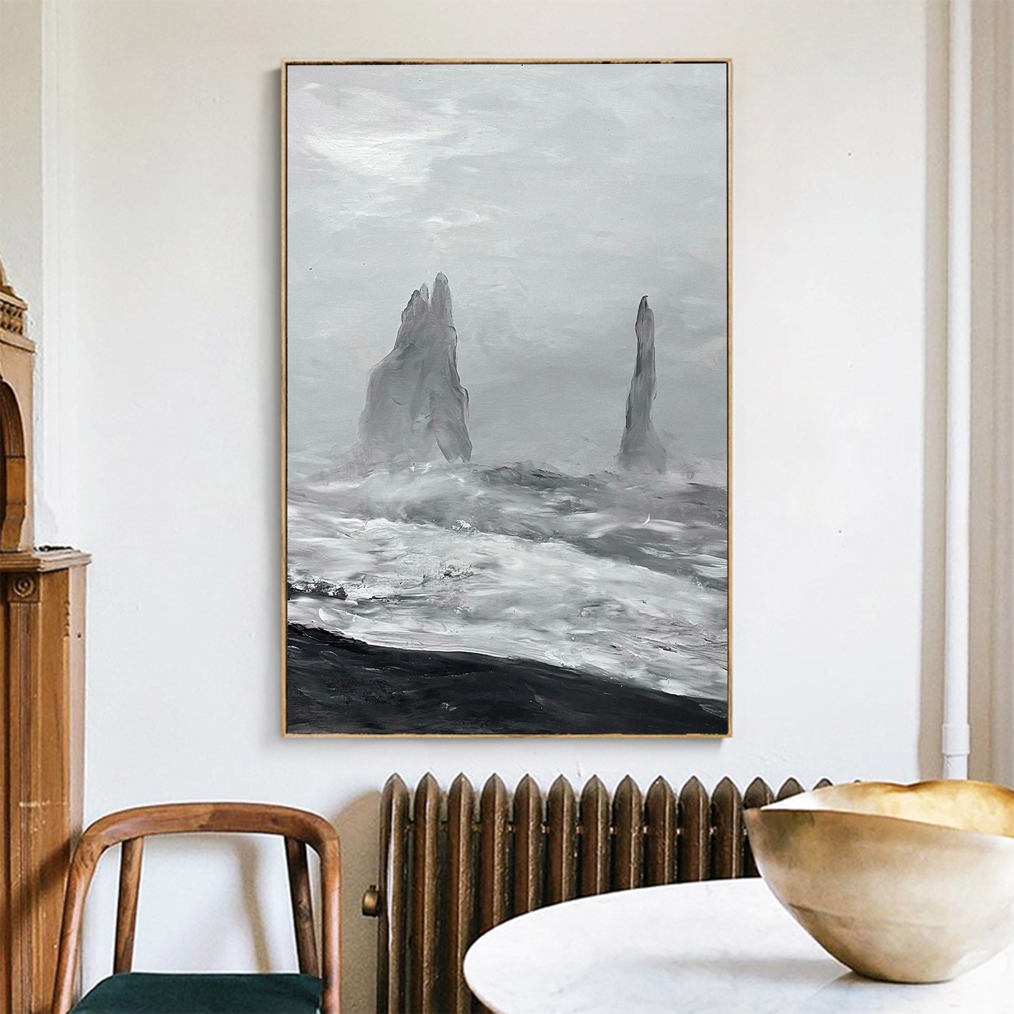 Black And White Seascape Painting #ABSV23