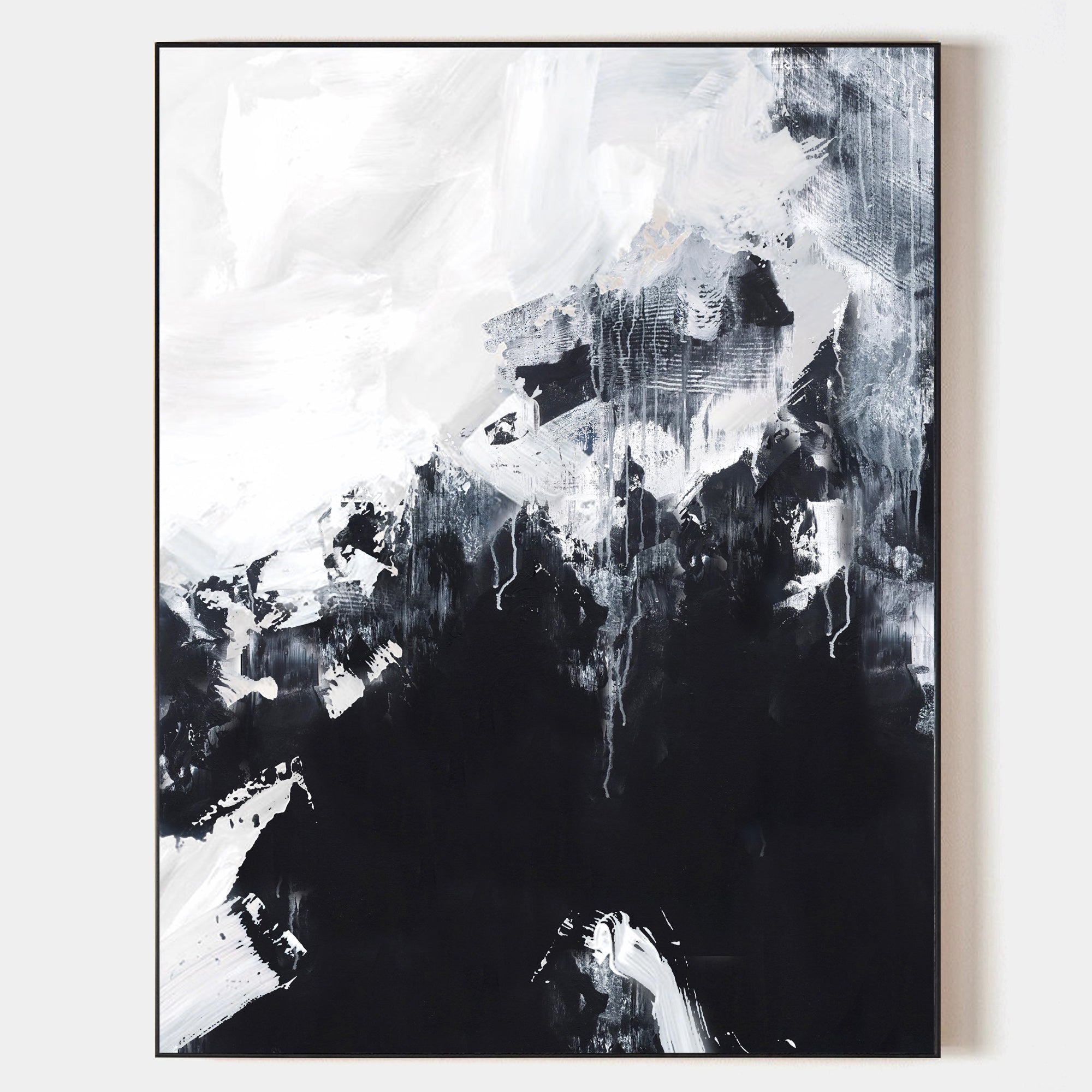 Black And White Abstract Oil Painting #ABAV07