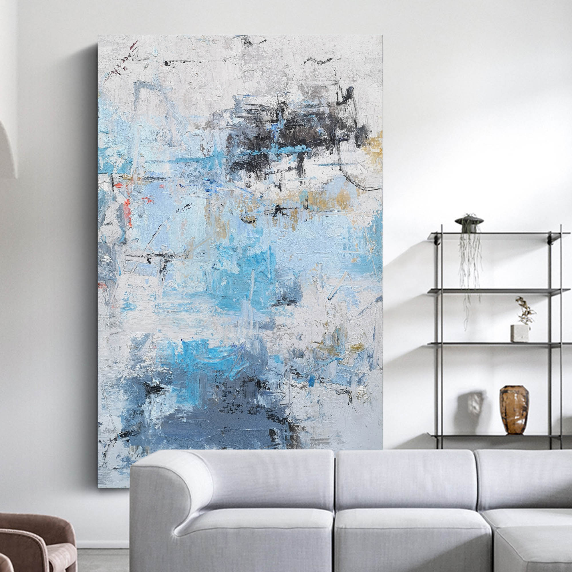 BLue And White Abstract Painting #ABAV87