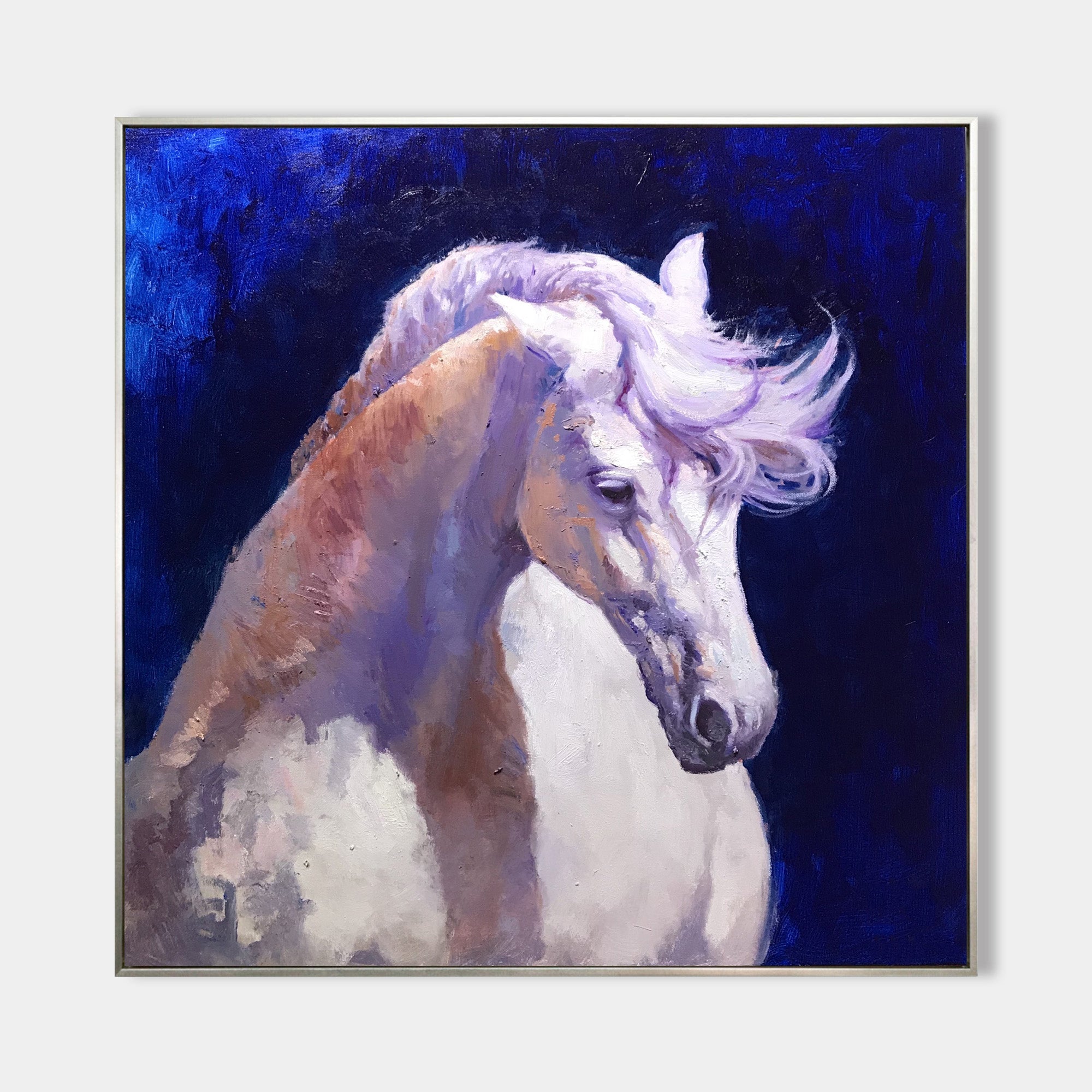 Peinture de portrait de cheval blanc #ANH25